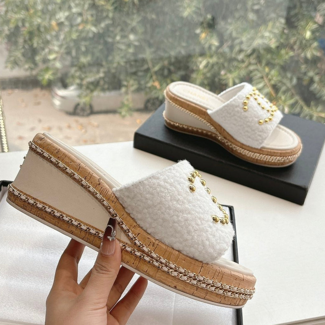 CC Sandals White 6cm Lambskin 202897