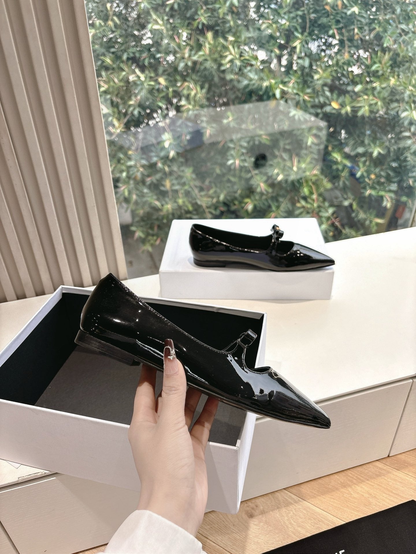 CELINE Ballet Flats Black Patent Leather 285943