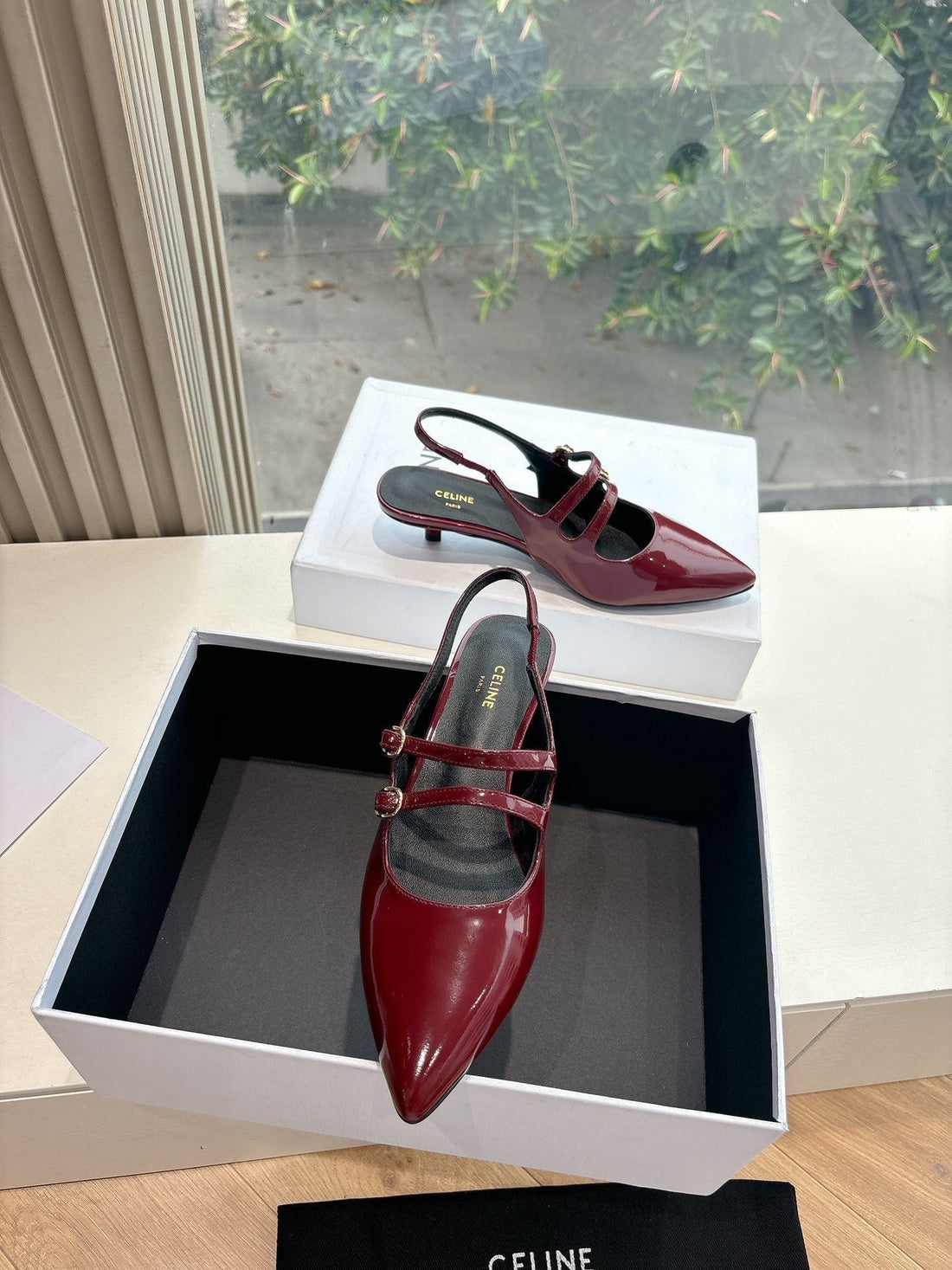 CELINE  Slingback Red Patent Leather 285947