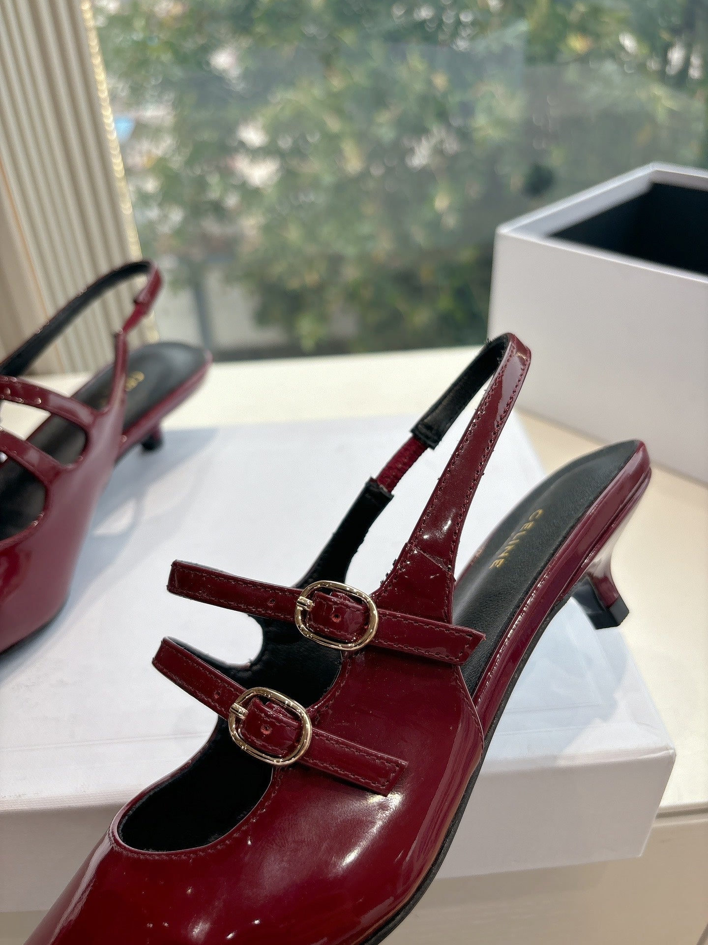 CELINE  Slingback Red Patent Leather 285947