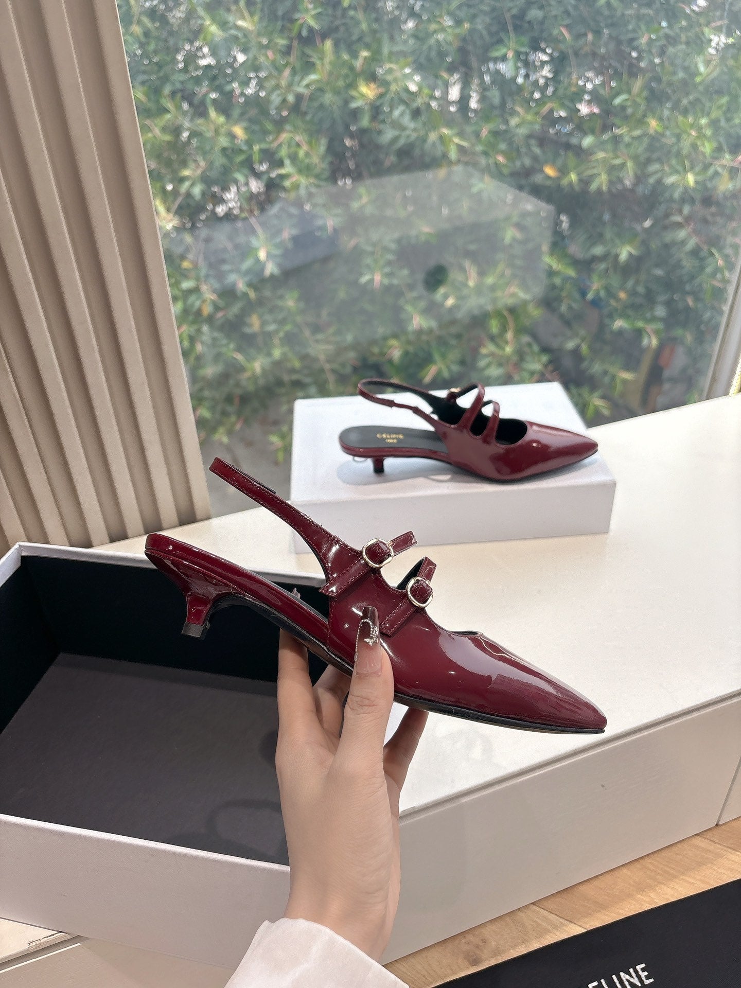 CELINE  Slingback Red Patent Leather 285947