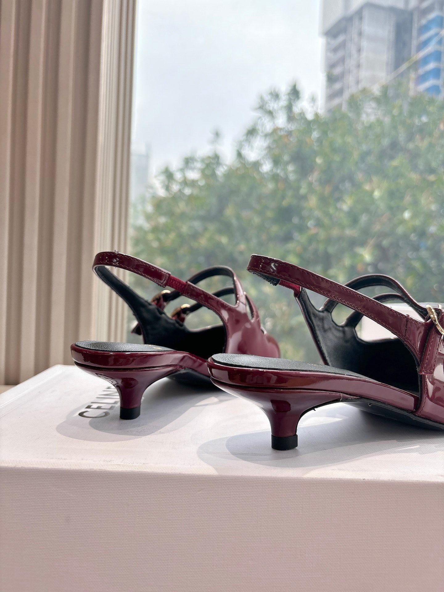 CELINE  Slingback Red Patent Leather 285947