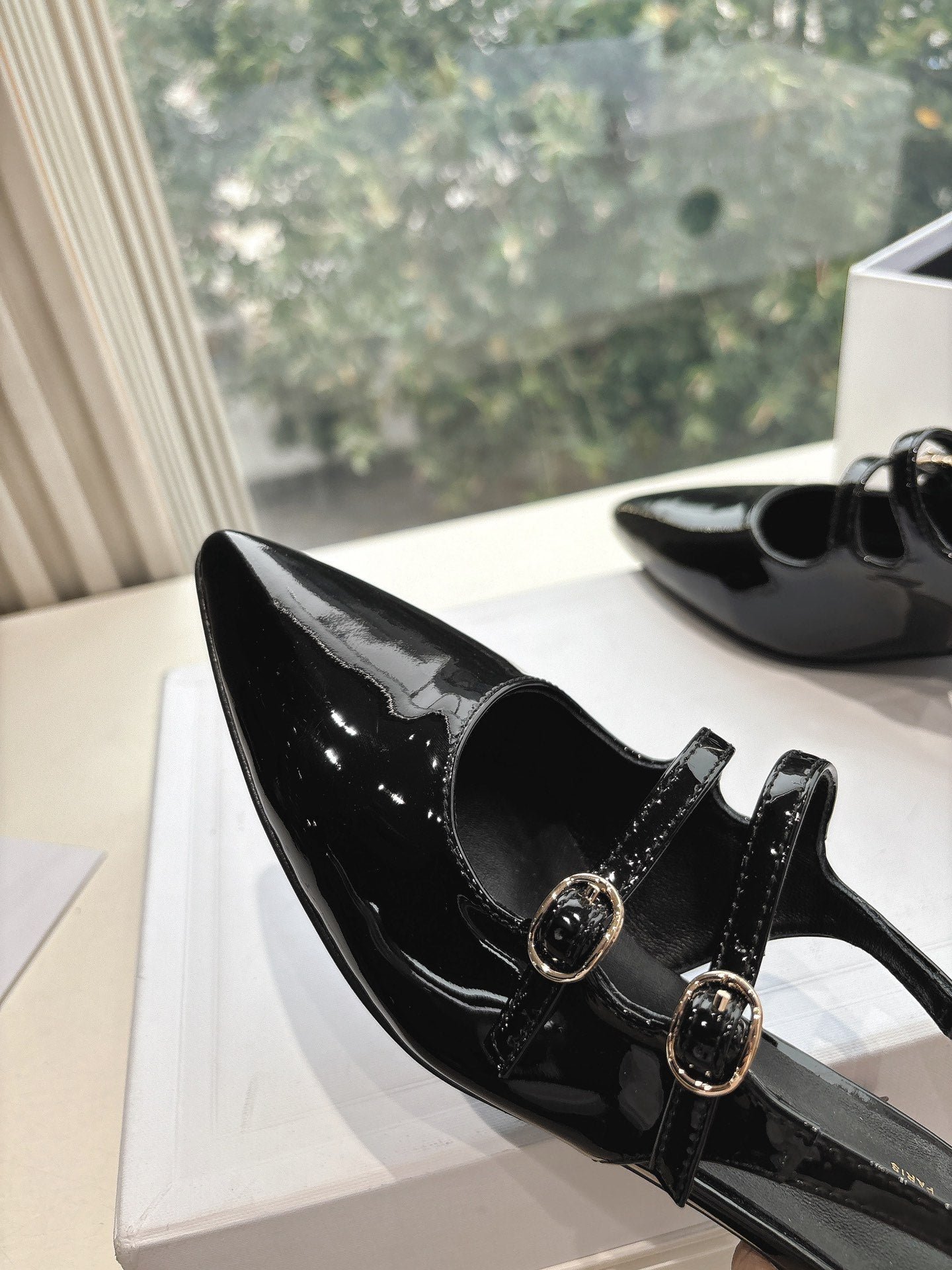 CELINE  Slingback Black Snake Embossed Leather 285948