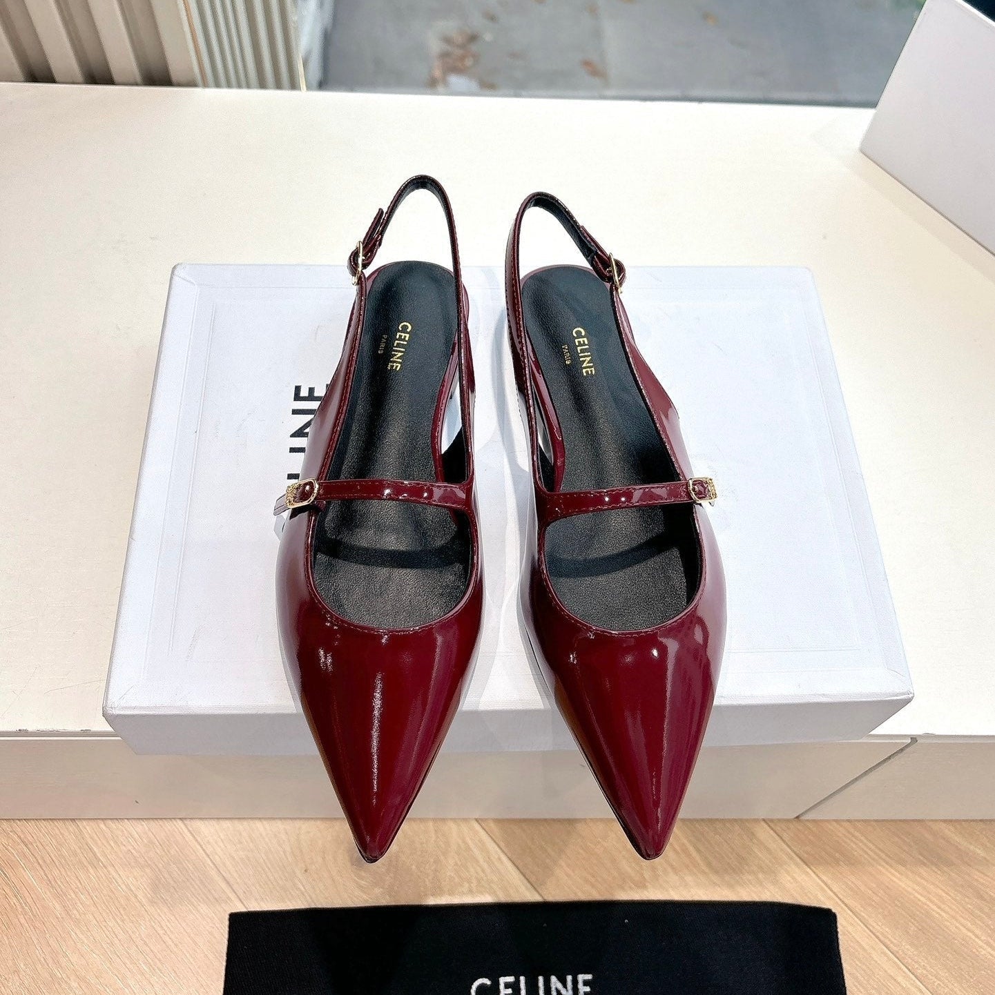 CELINE  Slingback Red Patent Leather 285950