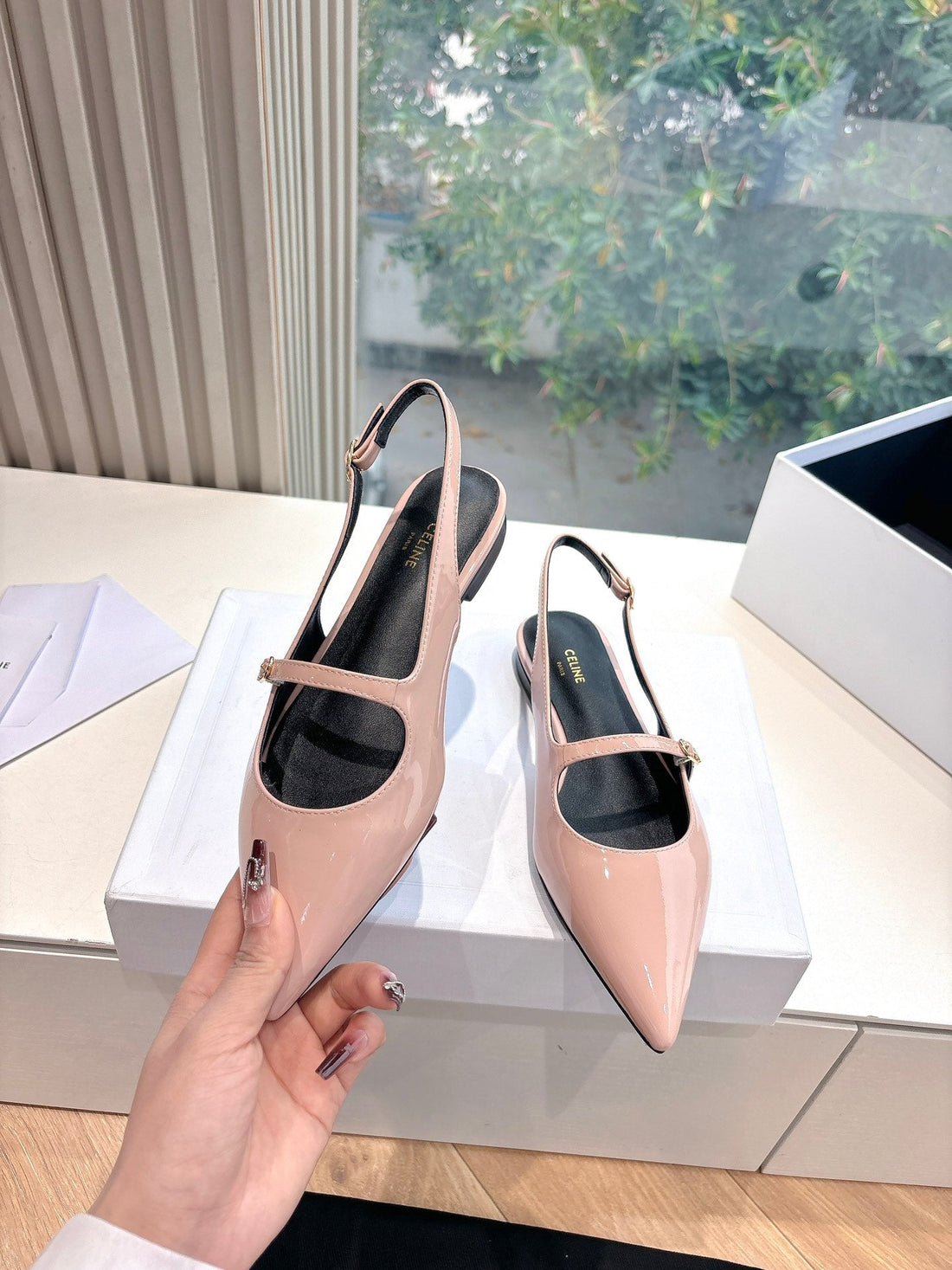 CELINE  Slingback Pink Patent Leather 285951
