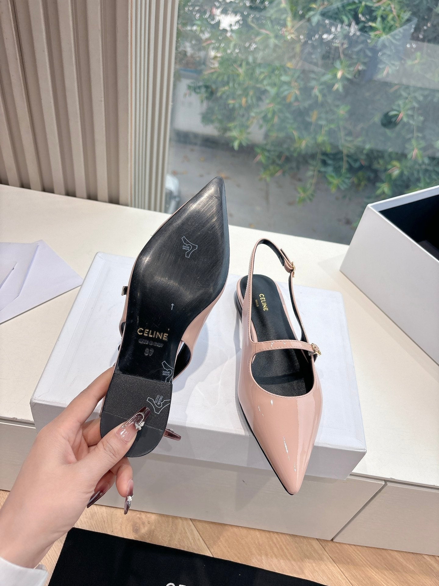 CELINE  Slingback Pink Patent Leather 285951
