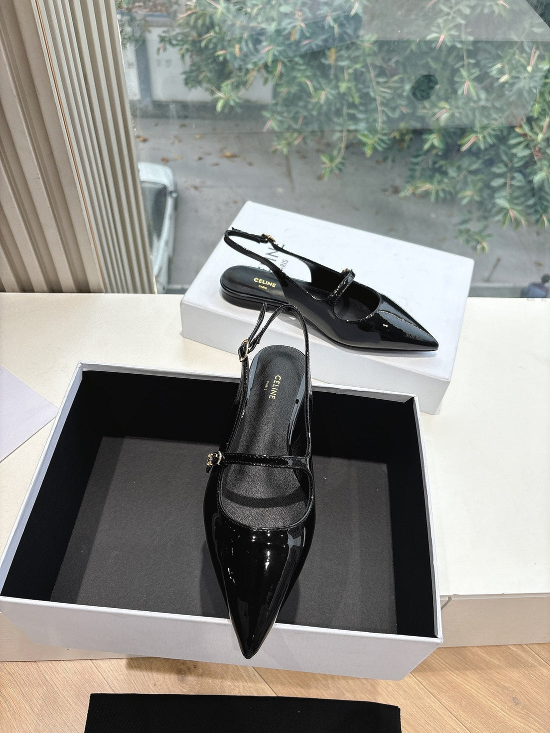 CELINE  Slingback Black Patent Leather 285952