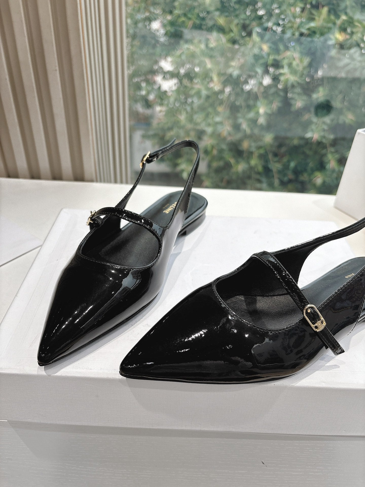 CELINE  Slingback Black Patent Leather 285952