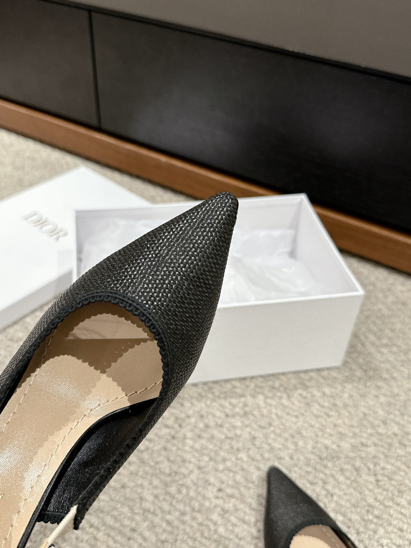 cd slingback 100 black raffia lambskin