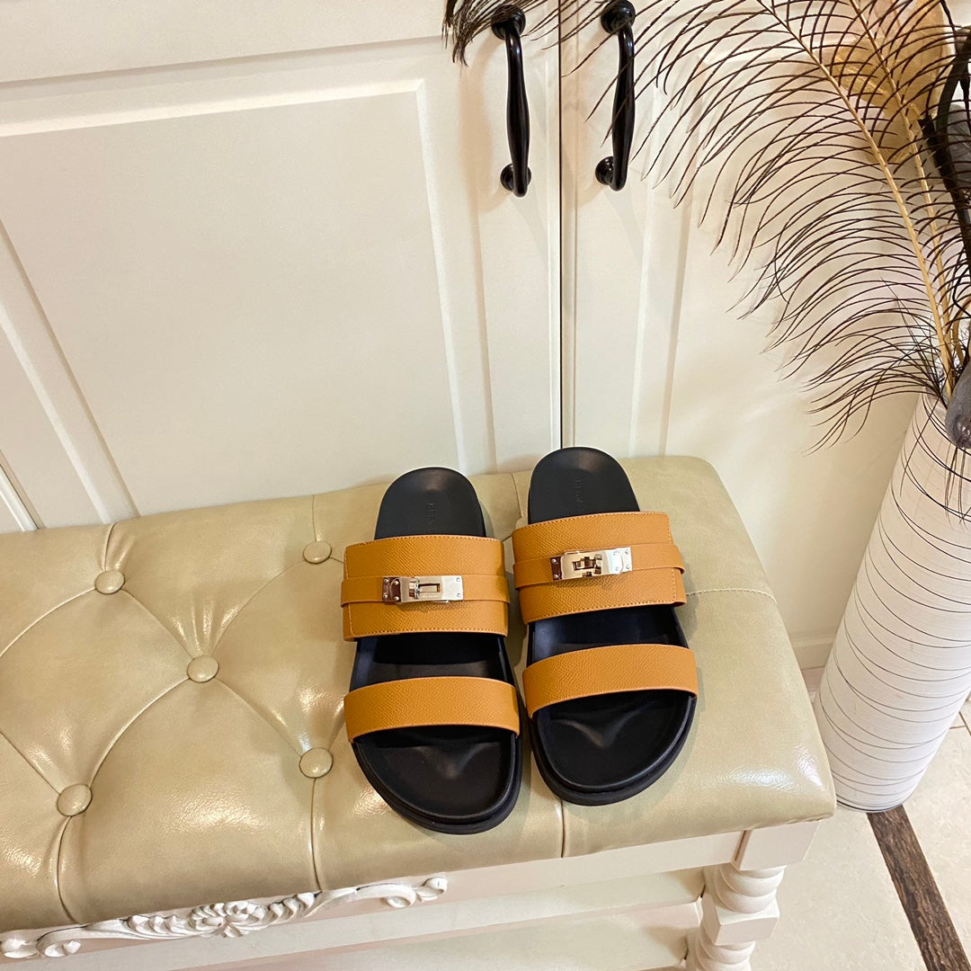 HM Jackson Sandal Brown Orange Cowhide 958030