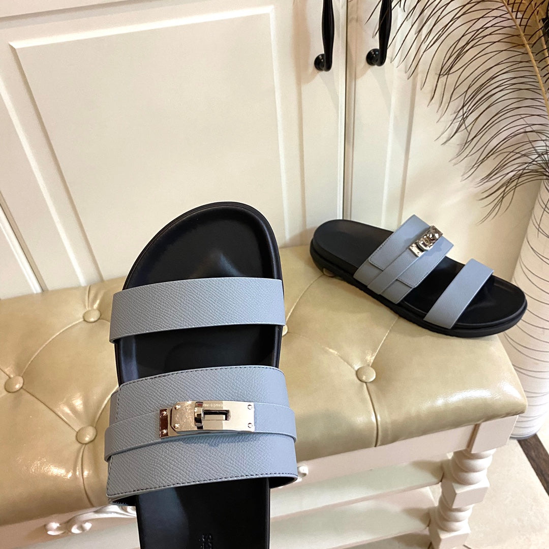 HM Jackson Sandal Grey Blue Cowhide 958032