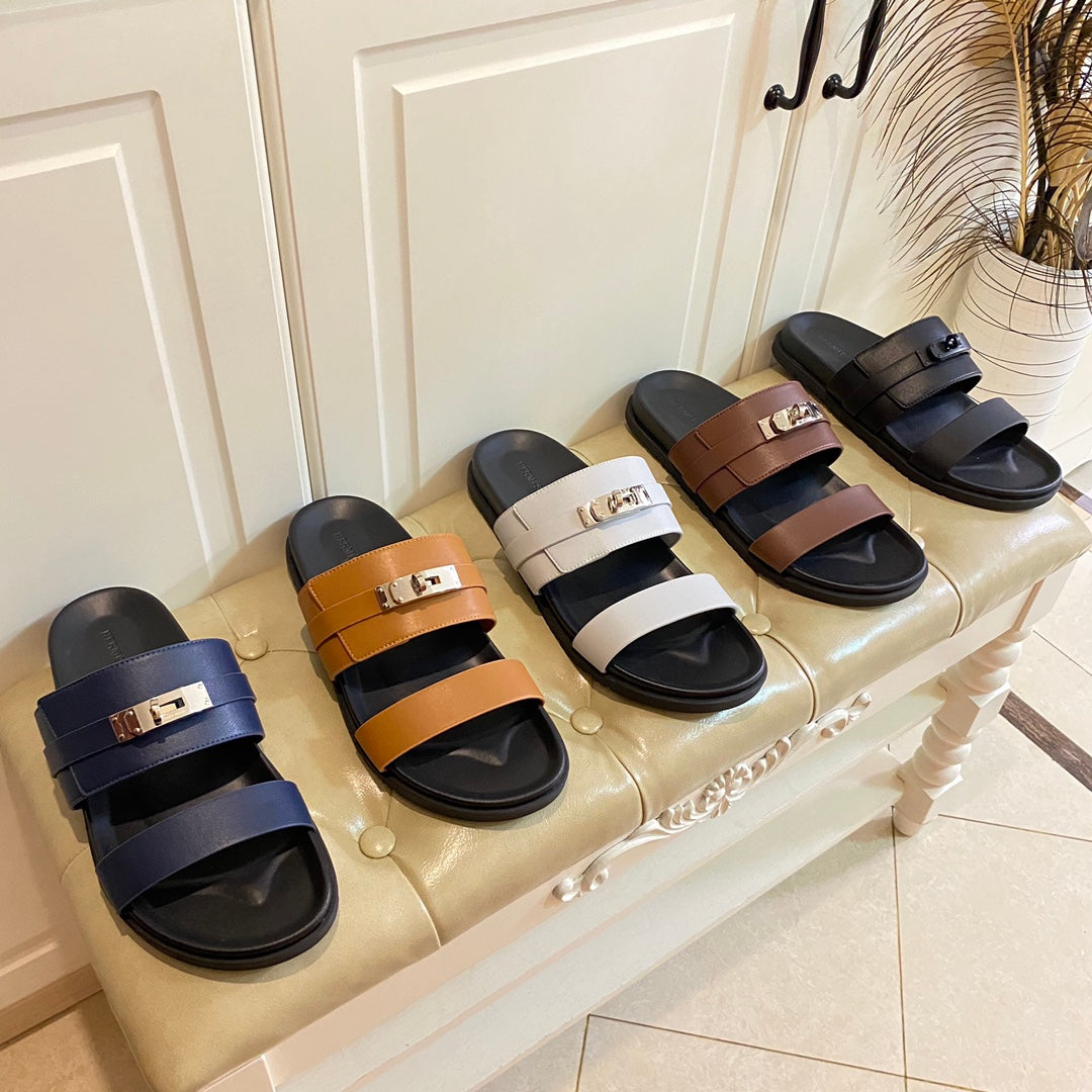 HM Jackson Sandal Brown Orange Calfskin 958041