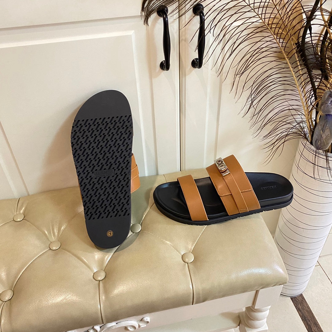 HM Jackson Sandal Brown Orange Calfskin 958041