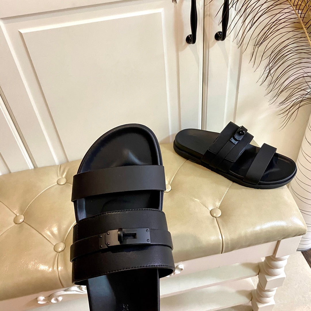 HM Jackson Sandal Black Calfskin 958043