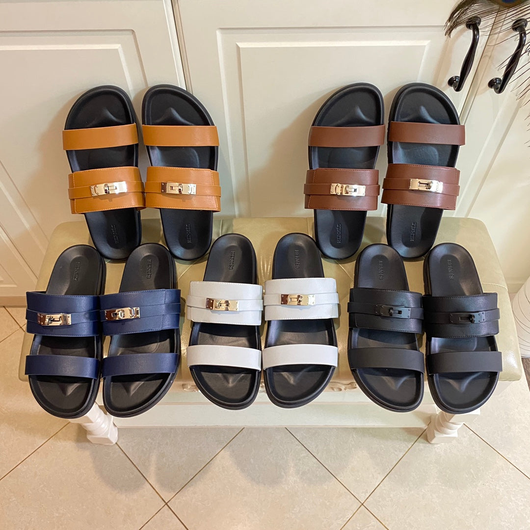 HM Jackson Sandal Black Calfskin 958043