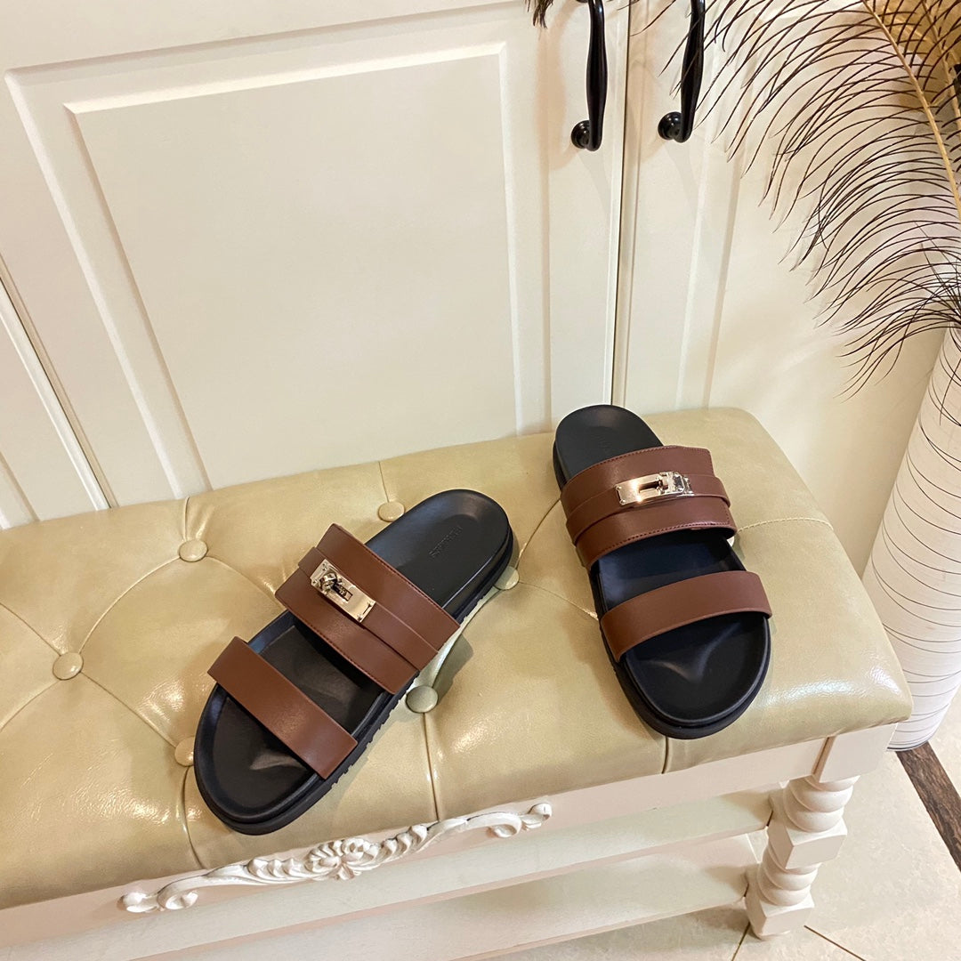 HM Jackson Sandal Chocolate Brown Calfskin 958047