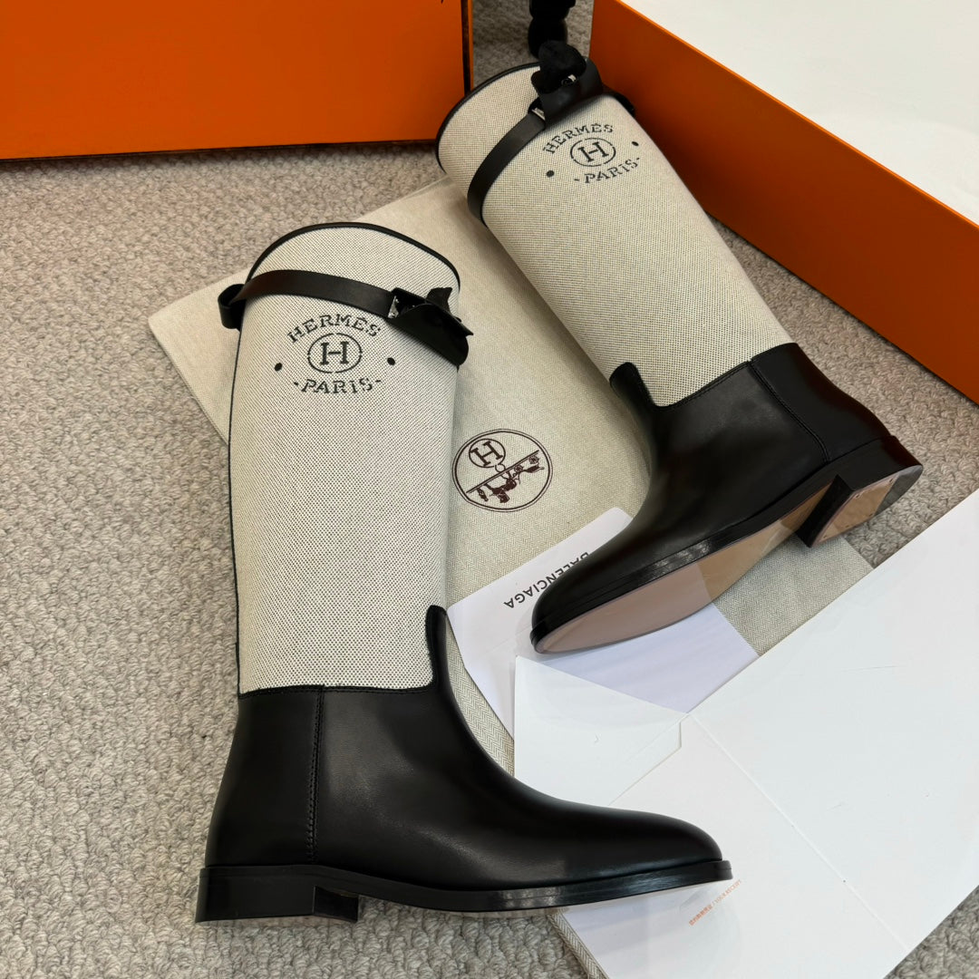 HM Jumping Boot In White Mix Black Calfskin And Mesh Fabric  973841