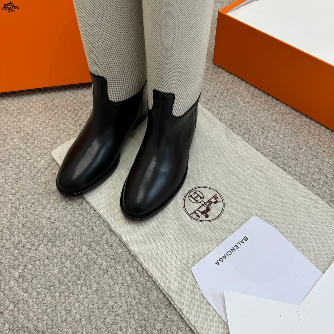 HM Jumping Boot In White Mix Black Calfskin And Burlap  973841