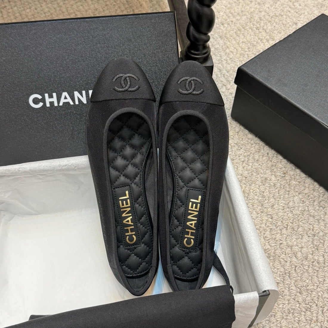 CC 25p Ballet Flat Black Mesh Fabric Grosgrain