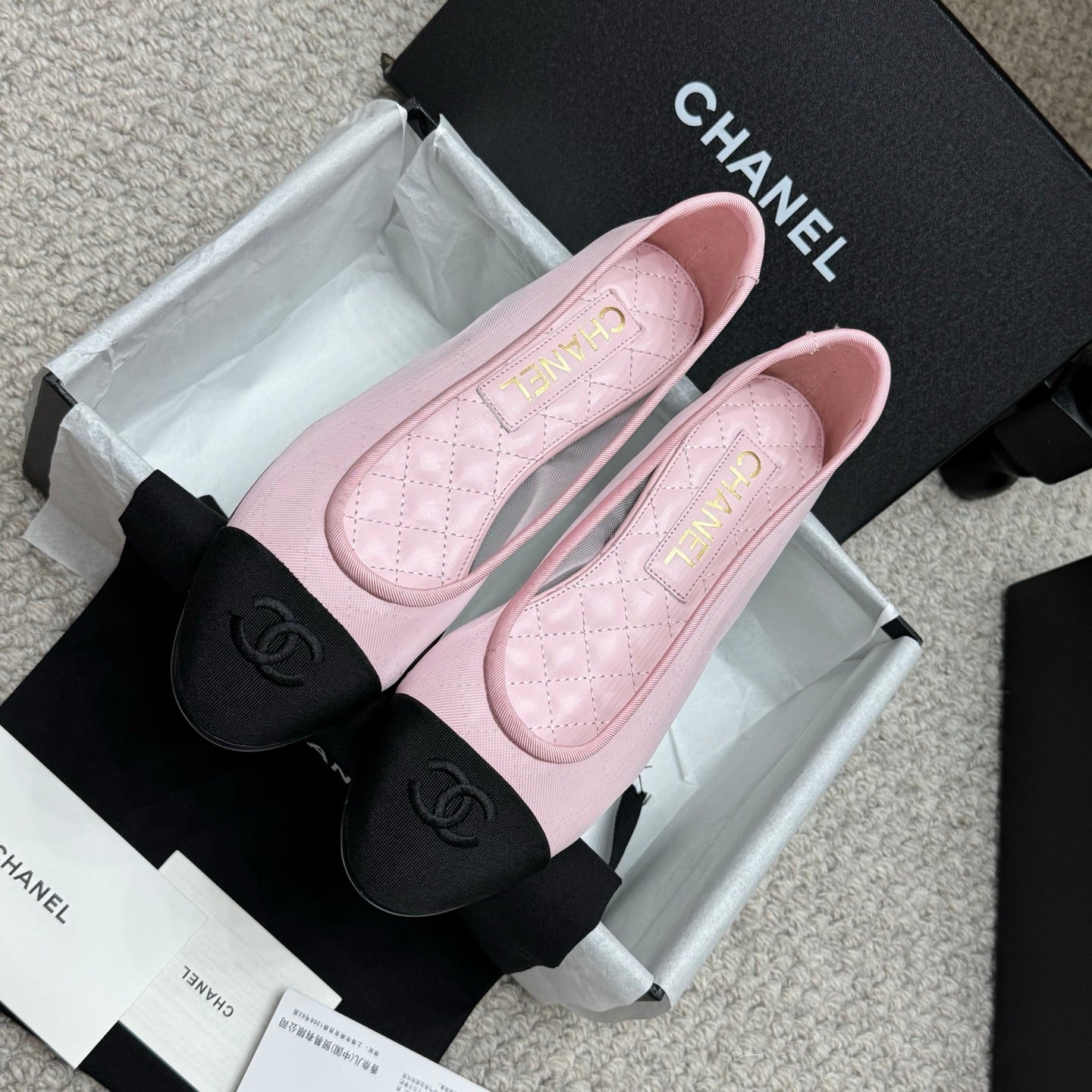 CC 25p Ballet Flat Pink Mesh Fabric Grosgrain