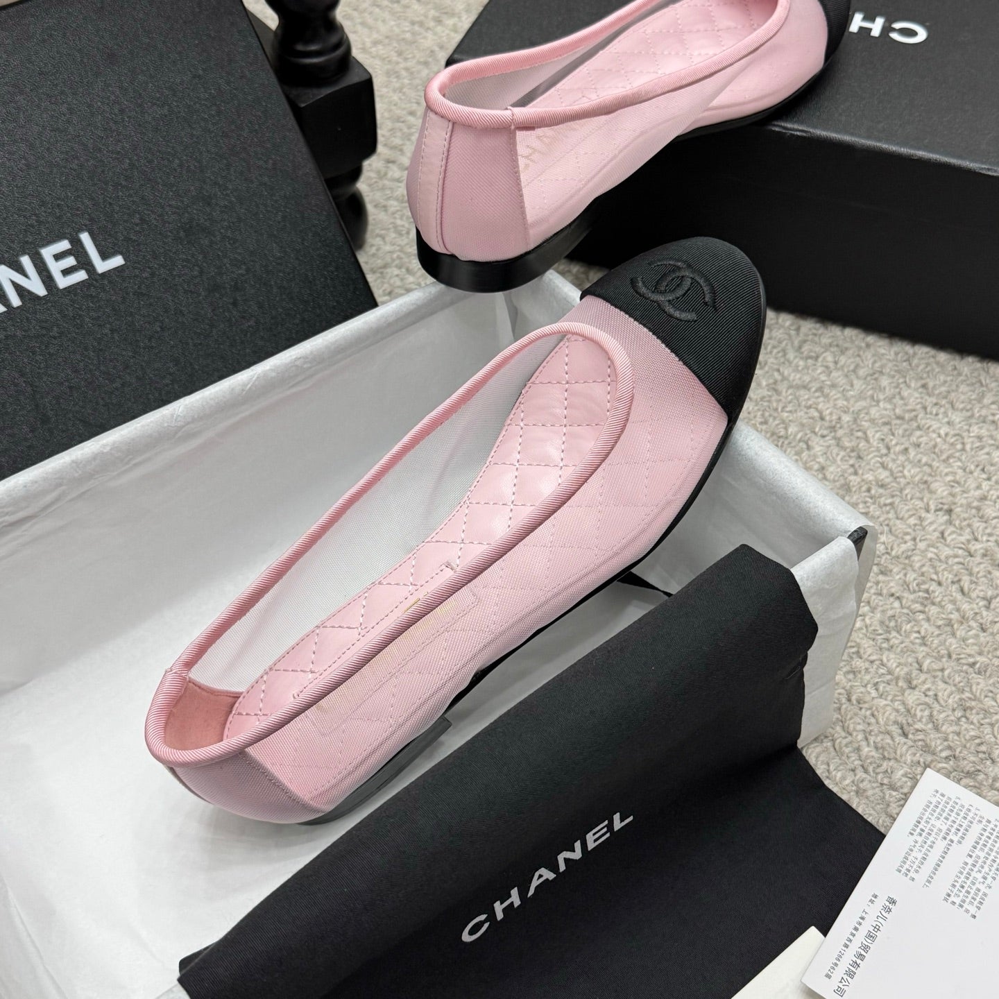 CC 25p Ballet Flat Pink Mesh Fabric Grosgrain