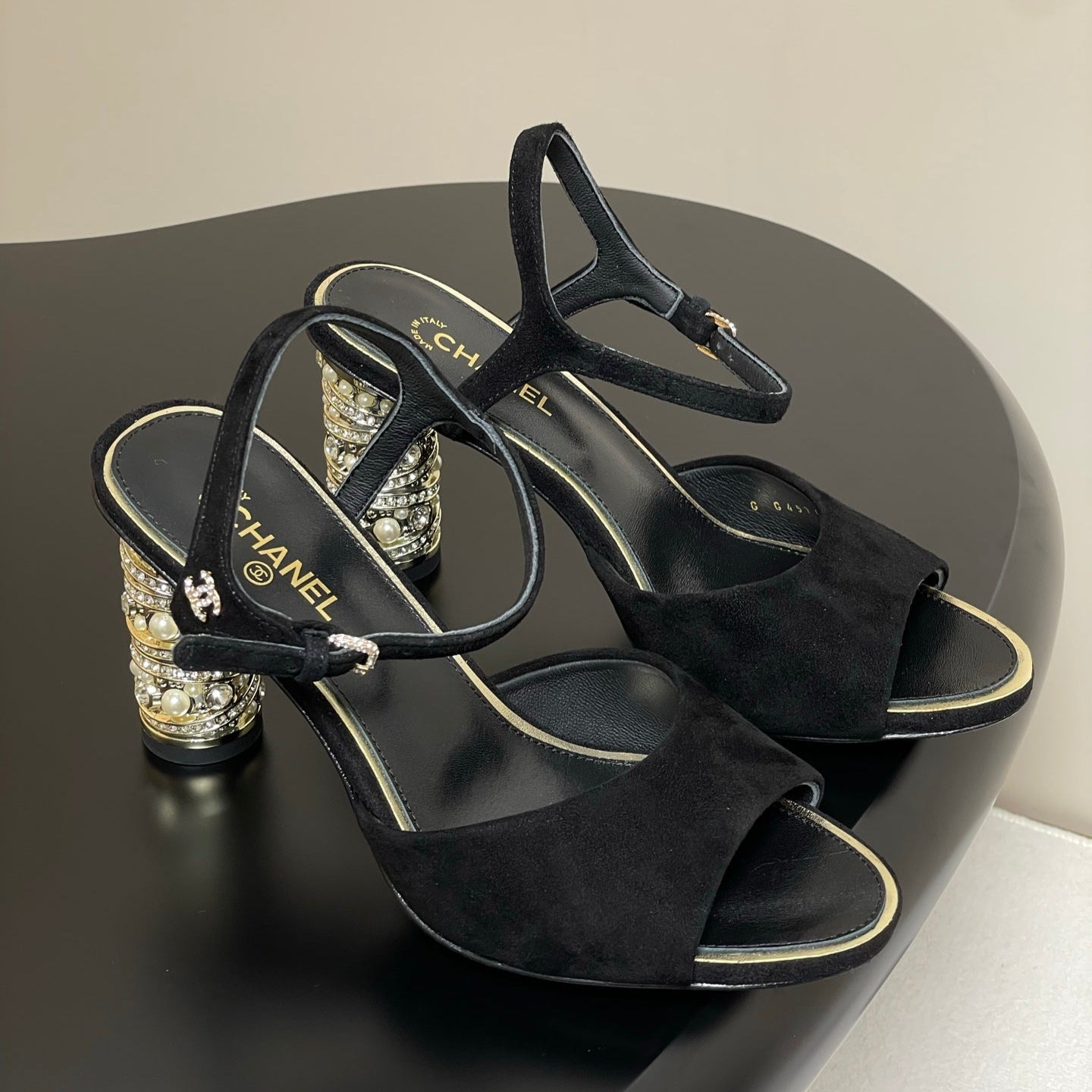 CC 25p Slingback Heel 8cm Black Suede