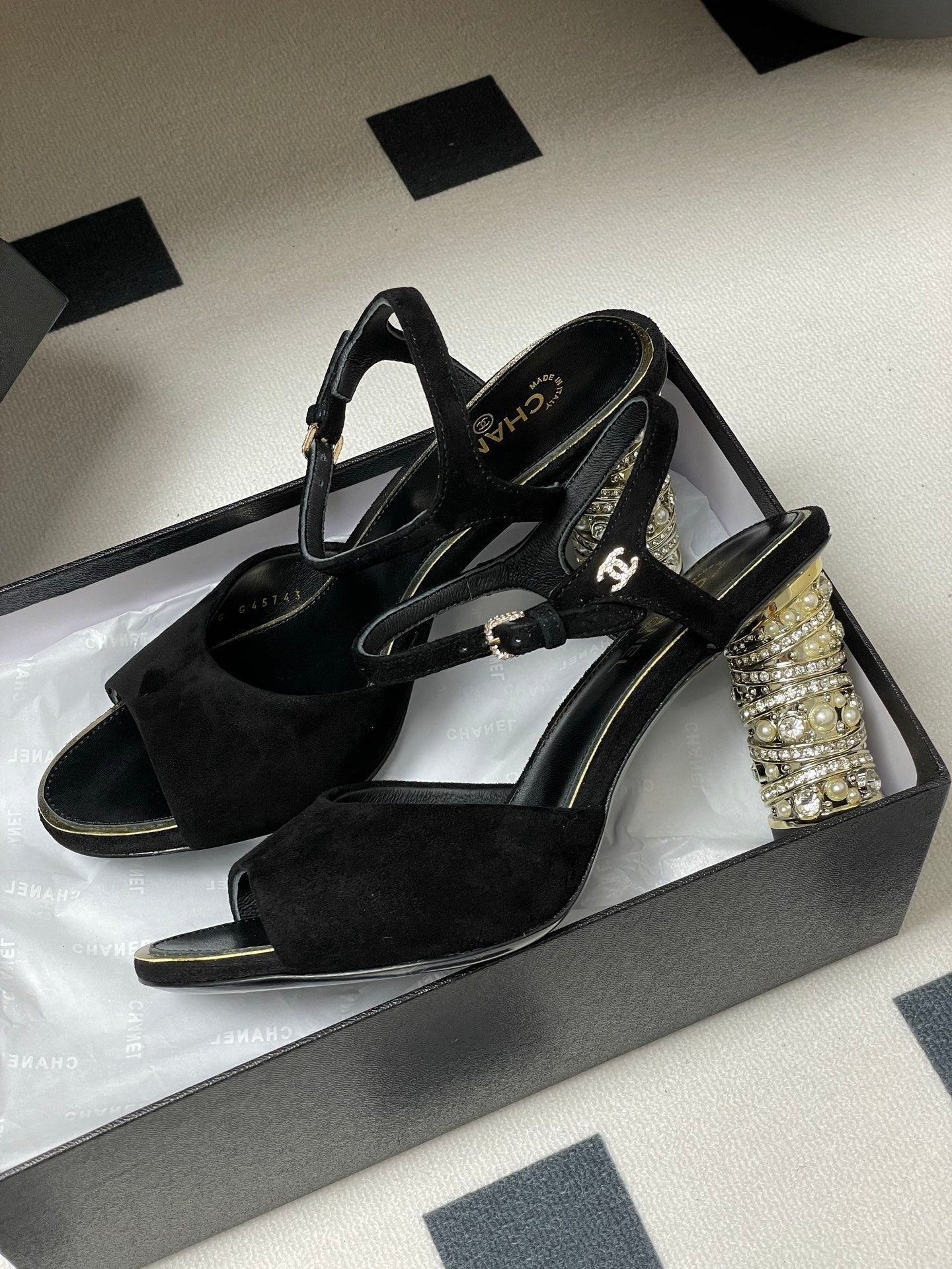 CC 25p Slingback Heel 8cm Black Suede