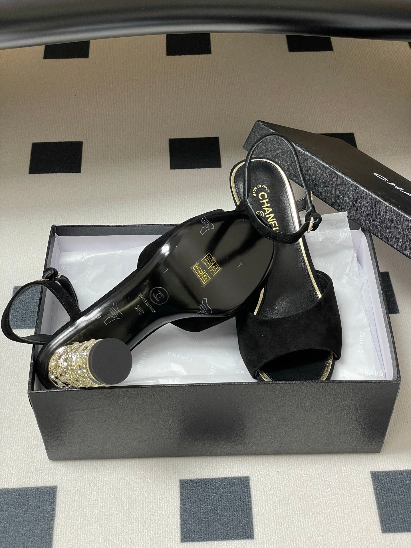 CC 25p Slingback Heel 8cm Black Suede