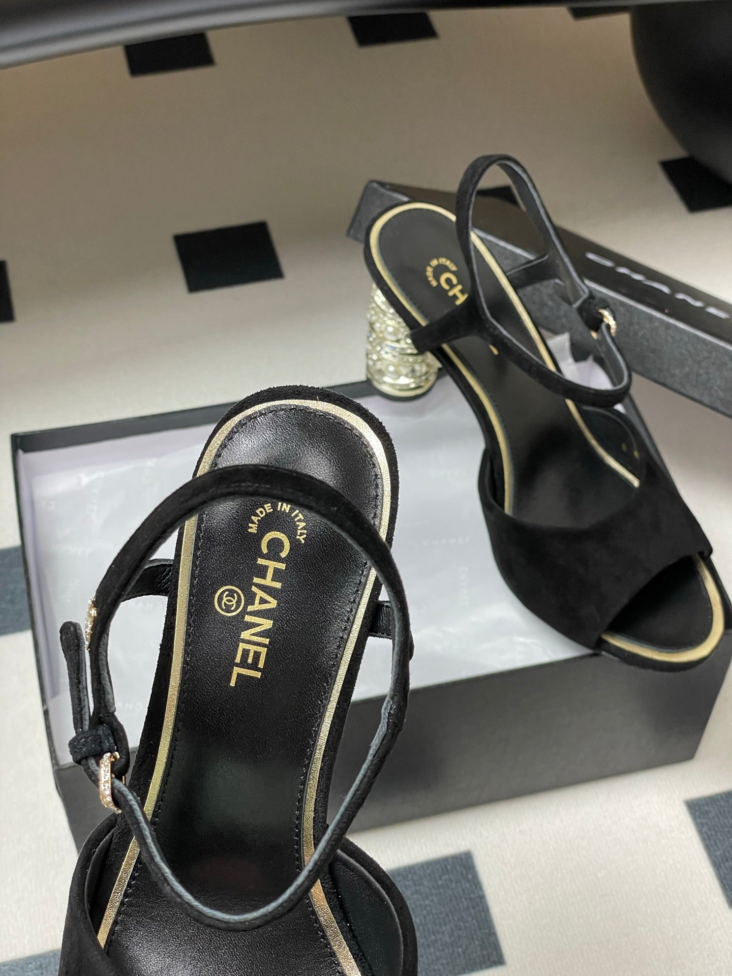 CC 25p Slingback Heel 8cm Black Suede