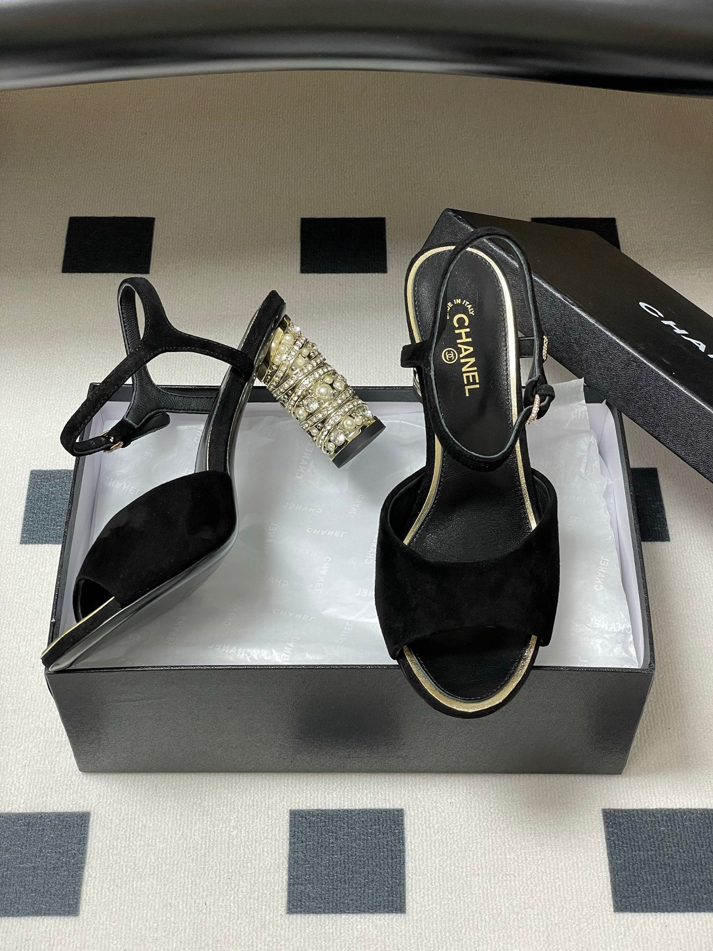 CC 25p Slingback Heel 8cm Black Suede