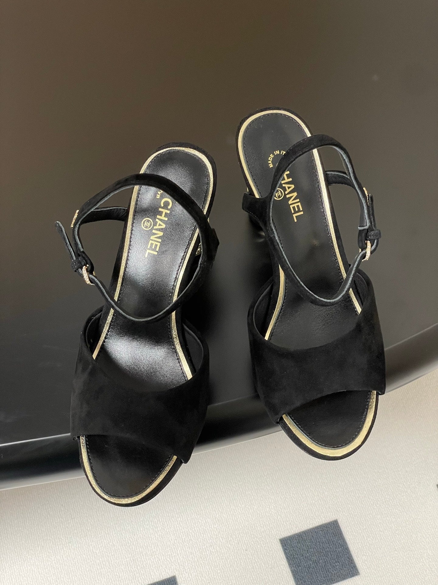 CC 25p Slingback Heel 8cm Black Suede