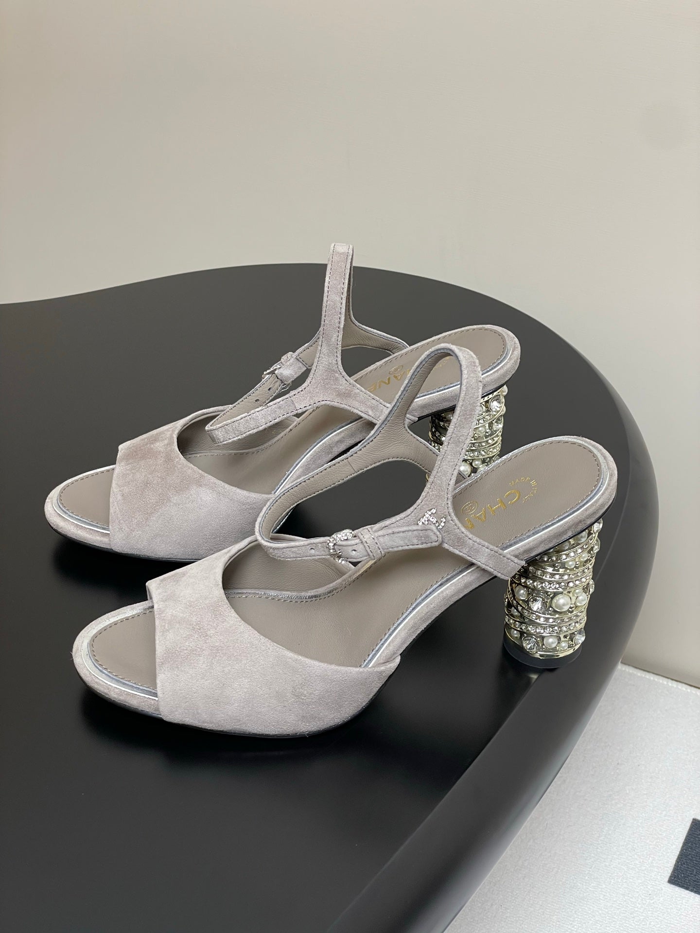 CC 25p Slingback Heel 8cm Grey Suede