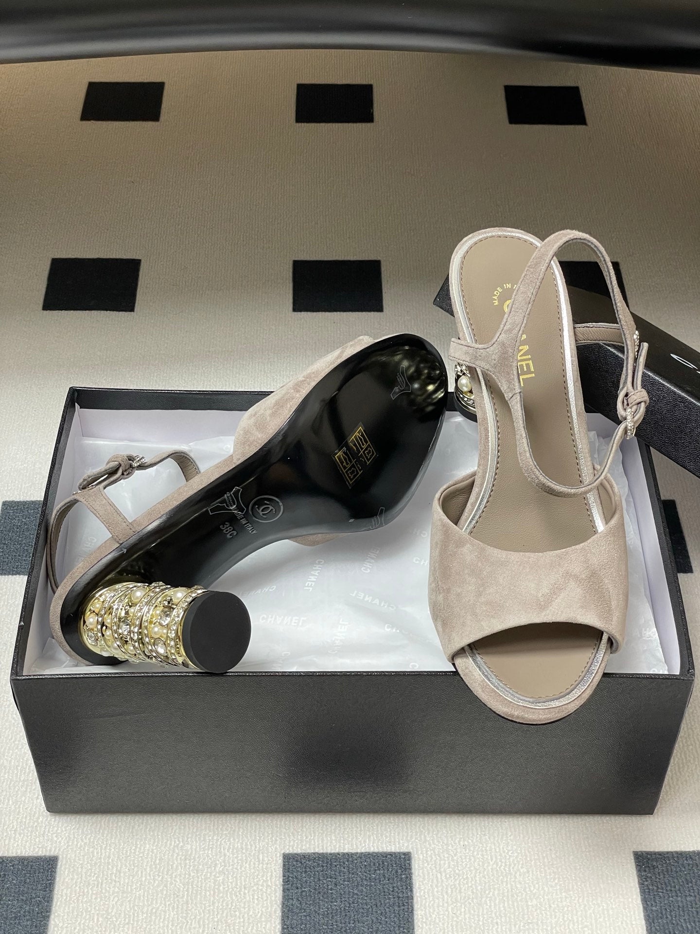 CC 25p Slingback Heel 8cm Grey Suede