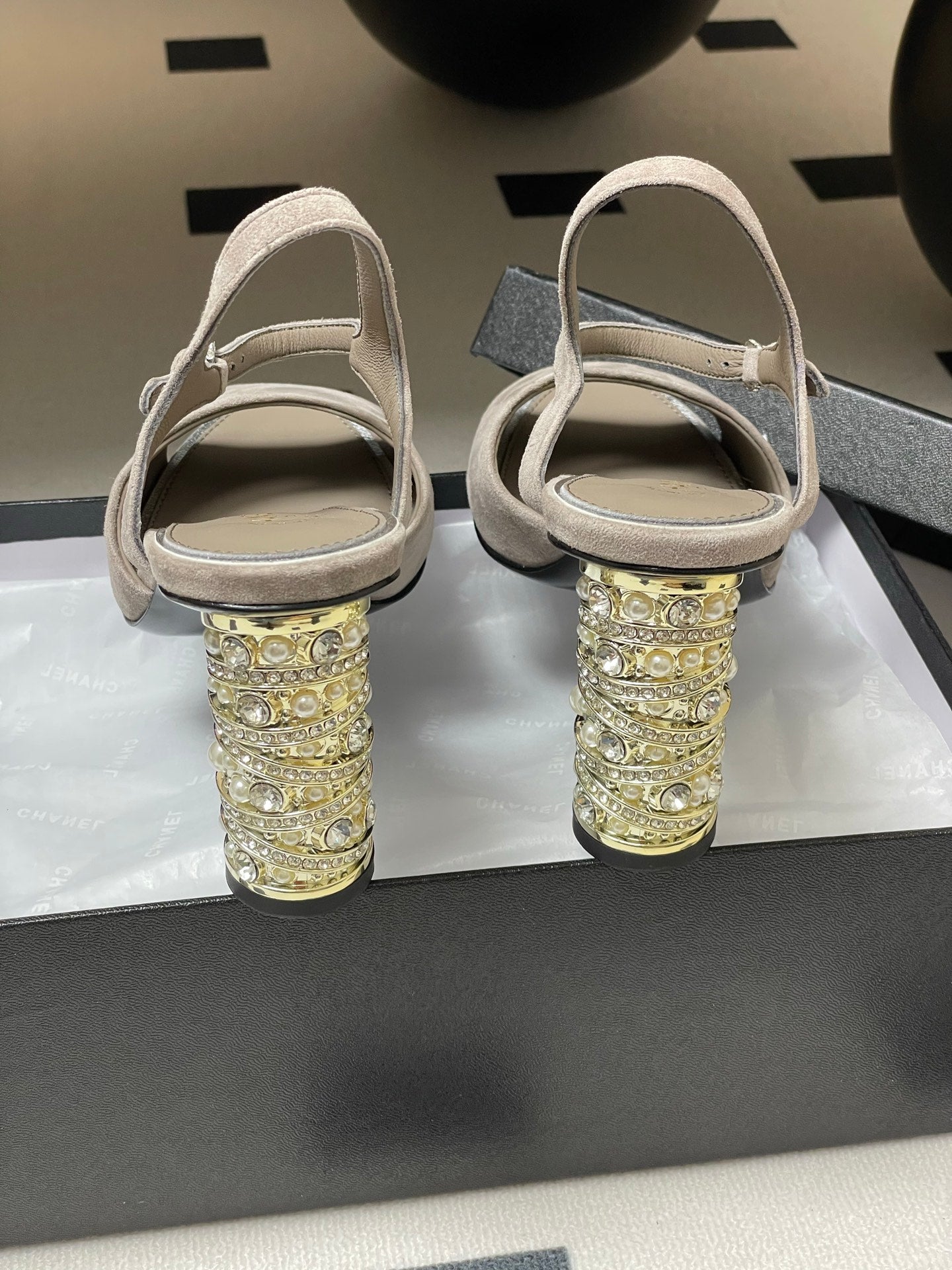 CC 25p Slingback Heel 8cm Grey Suede