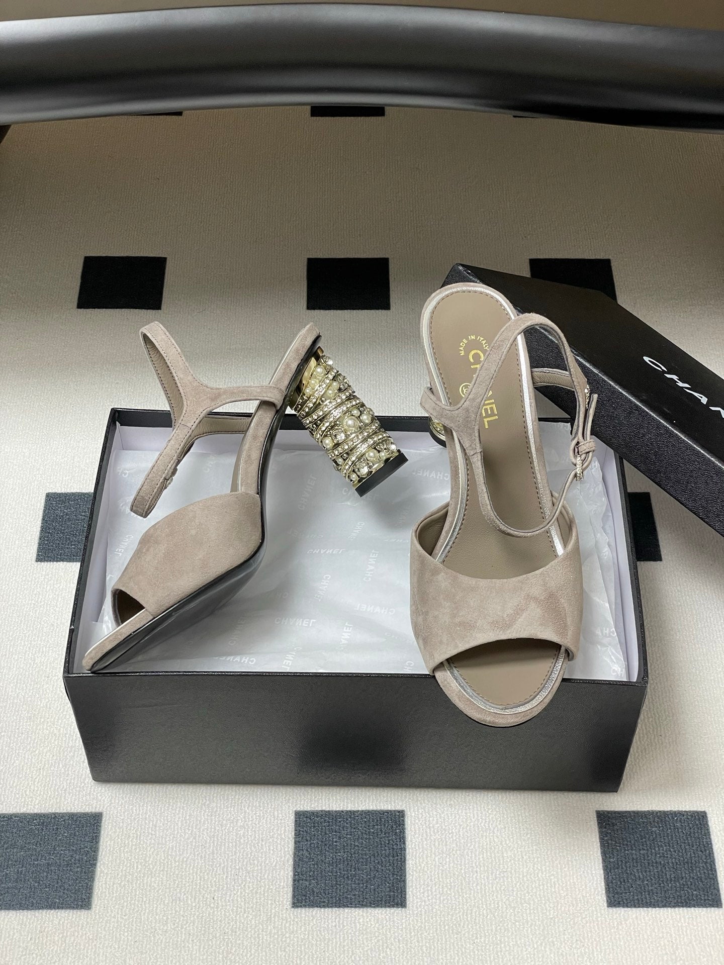 CC 25p Slingback Heel 8cm Grey Suede