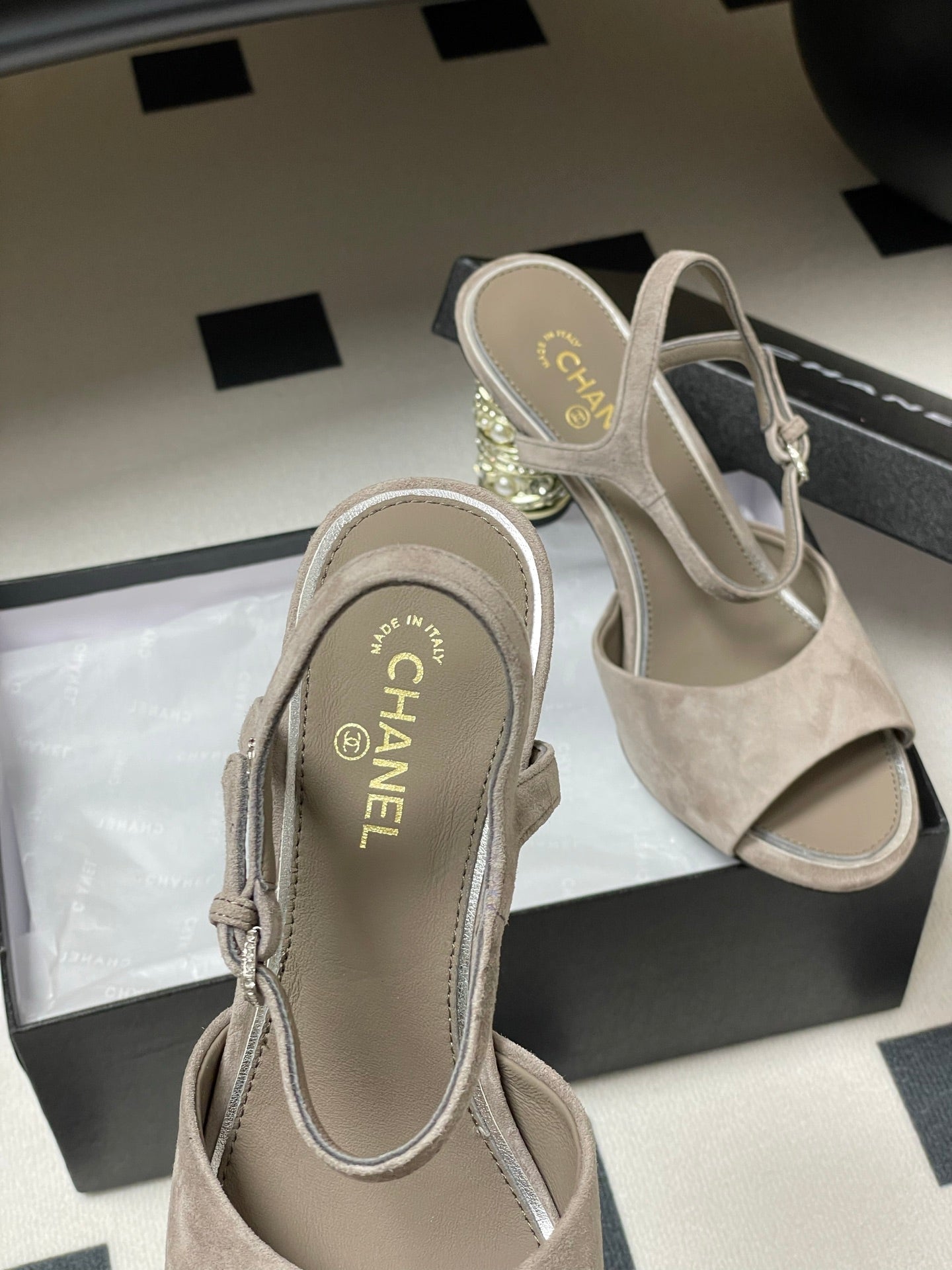 CC 25p Slingback Heel 8cm Grey Suede