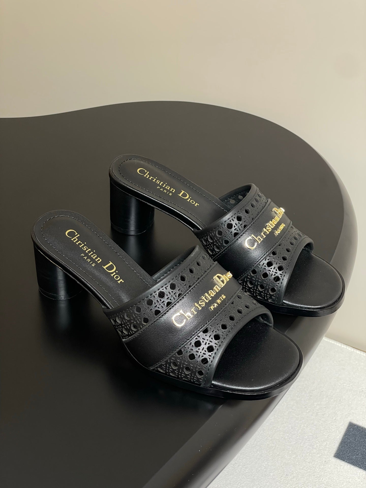 CD 25 D-Lane Heeled Slide Calfskin