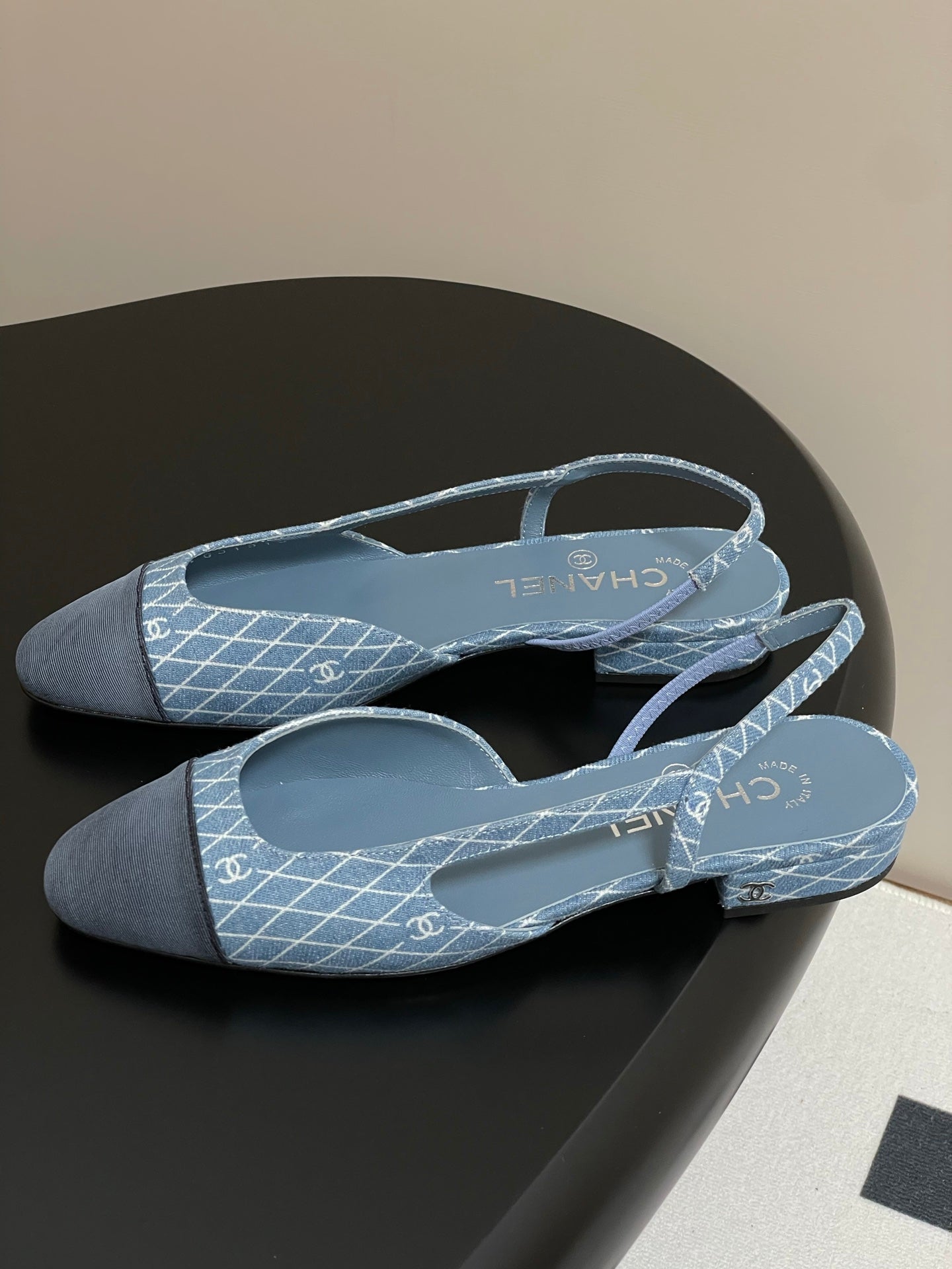 CC 25P Light Blue Black Quilted Denim