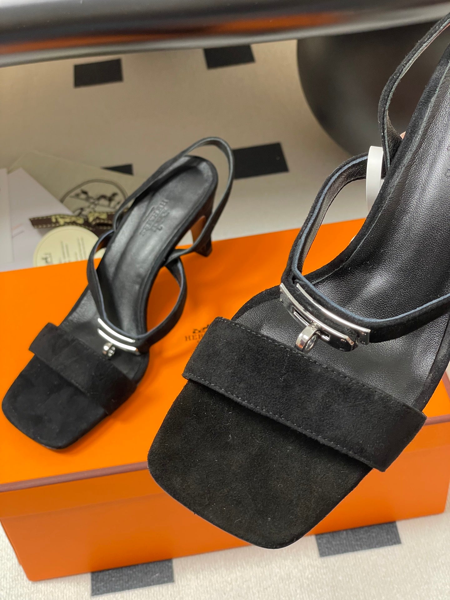 HM Glamour Slingback Black Sheepskin 314033