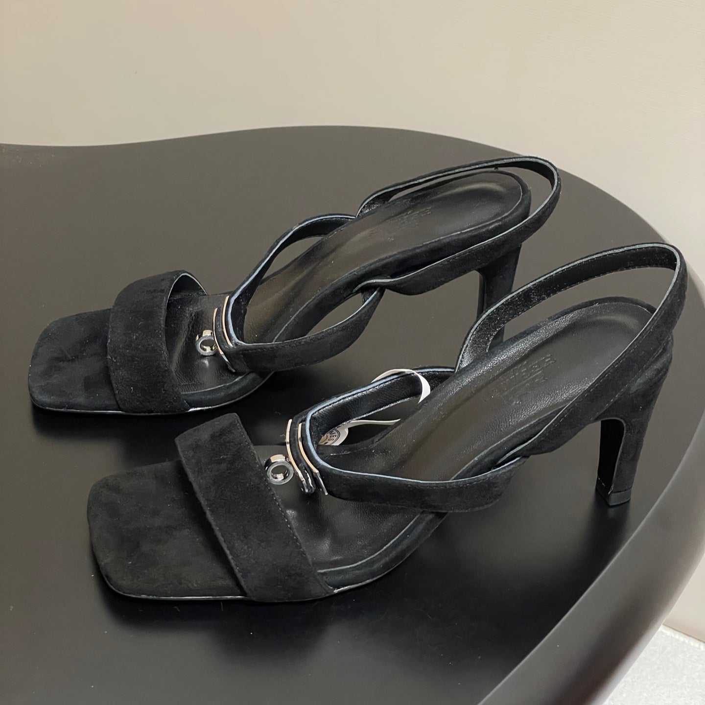 HM Glamour Slingback Black Sheepskin 314033