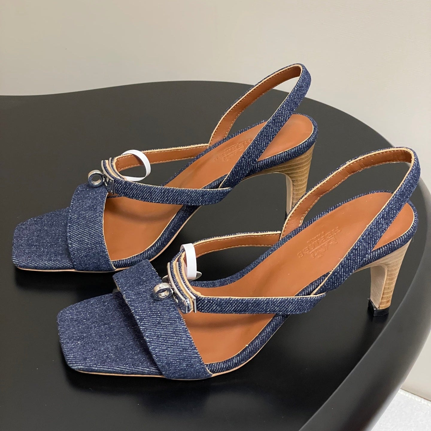 HM Glamour Slingback Blue Denim Sheepskin 314035