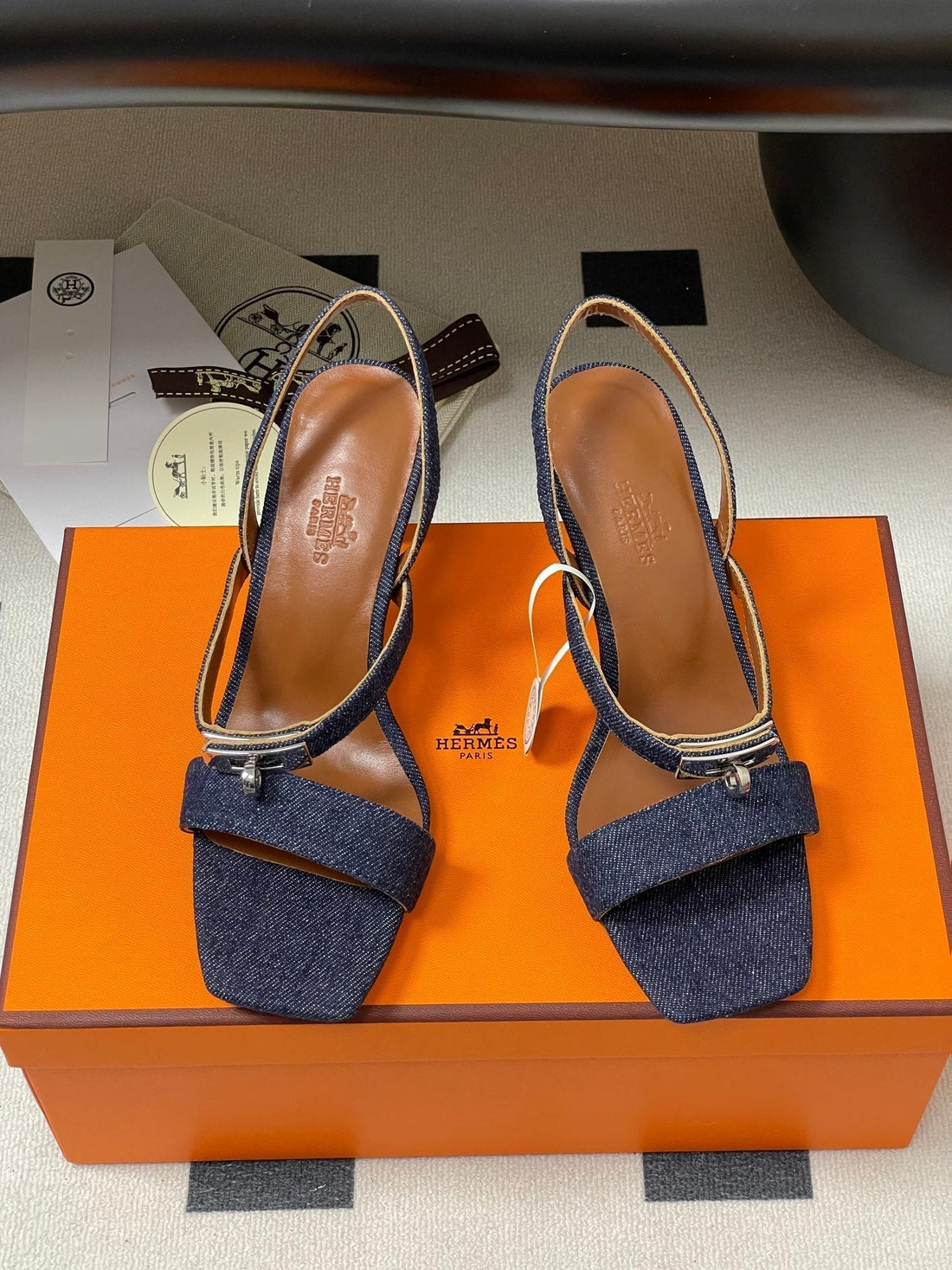 HM Glamour Slingback Blue Denim Sheepskin 314035