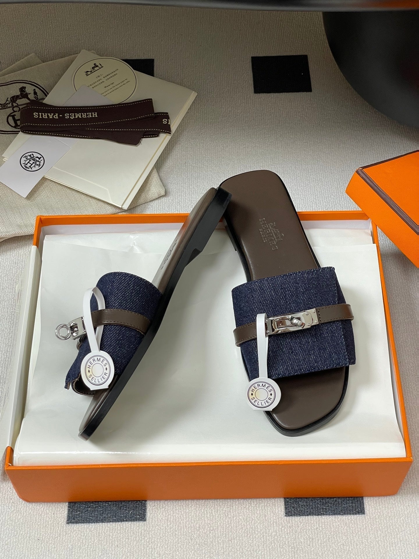 HM Giulia Sandals Blue Denim Calfskin 314022