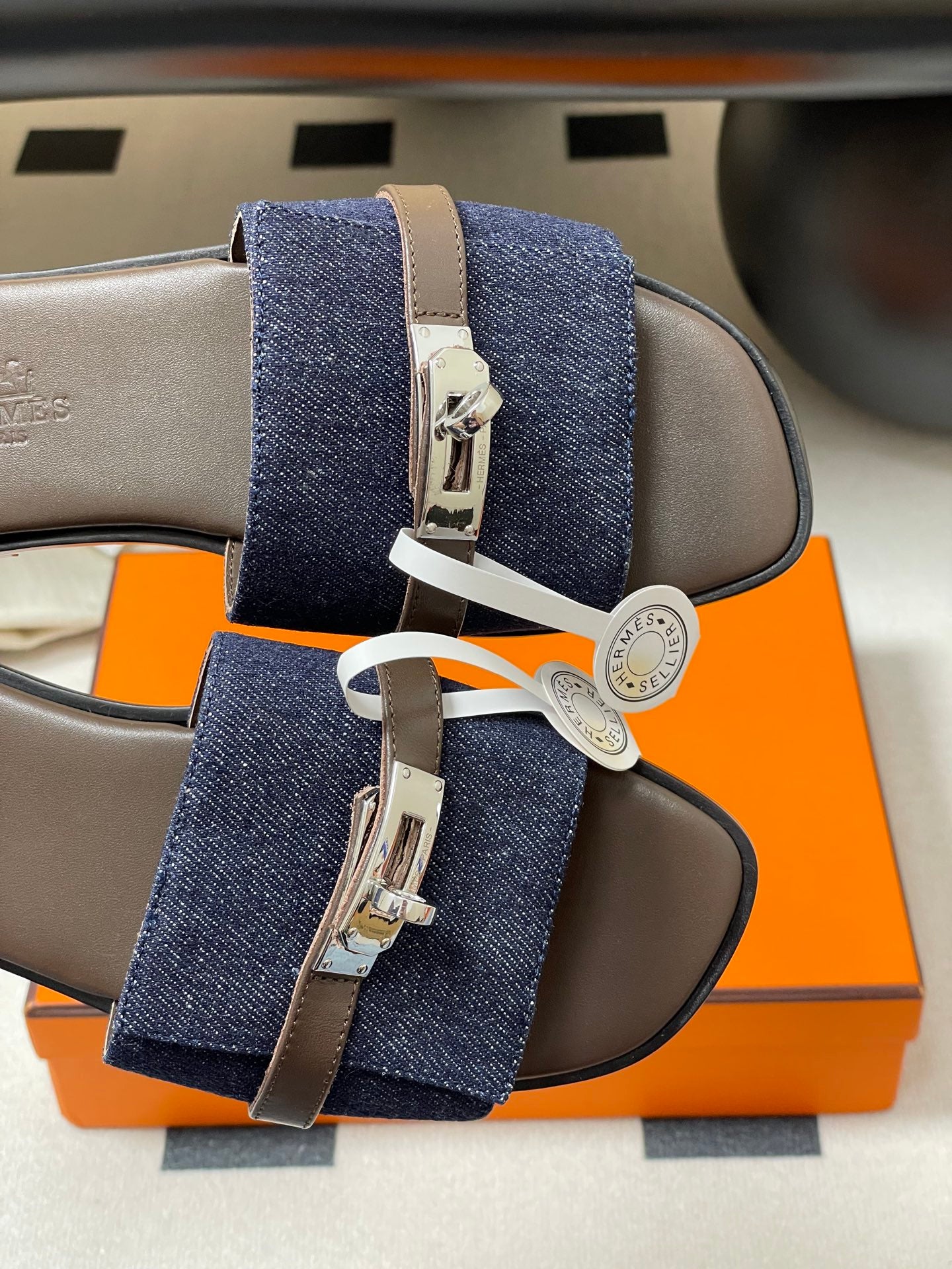 HM Giulia Sandals Blue Denim Calfskin 314022