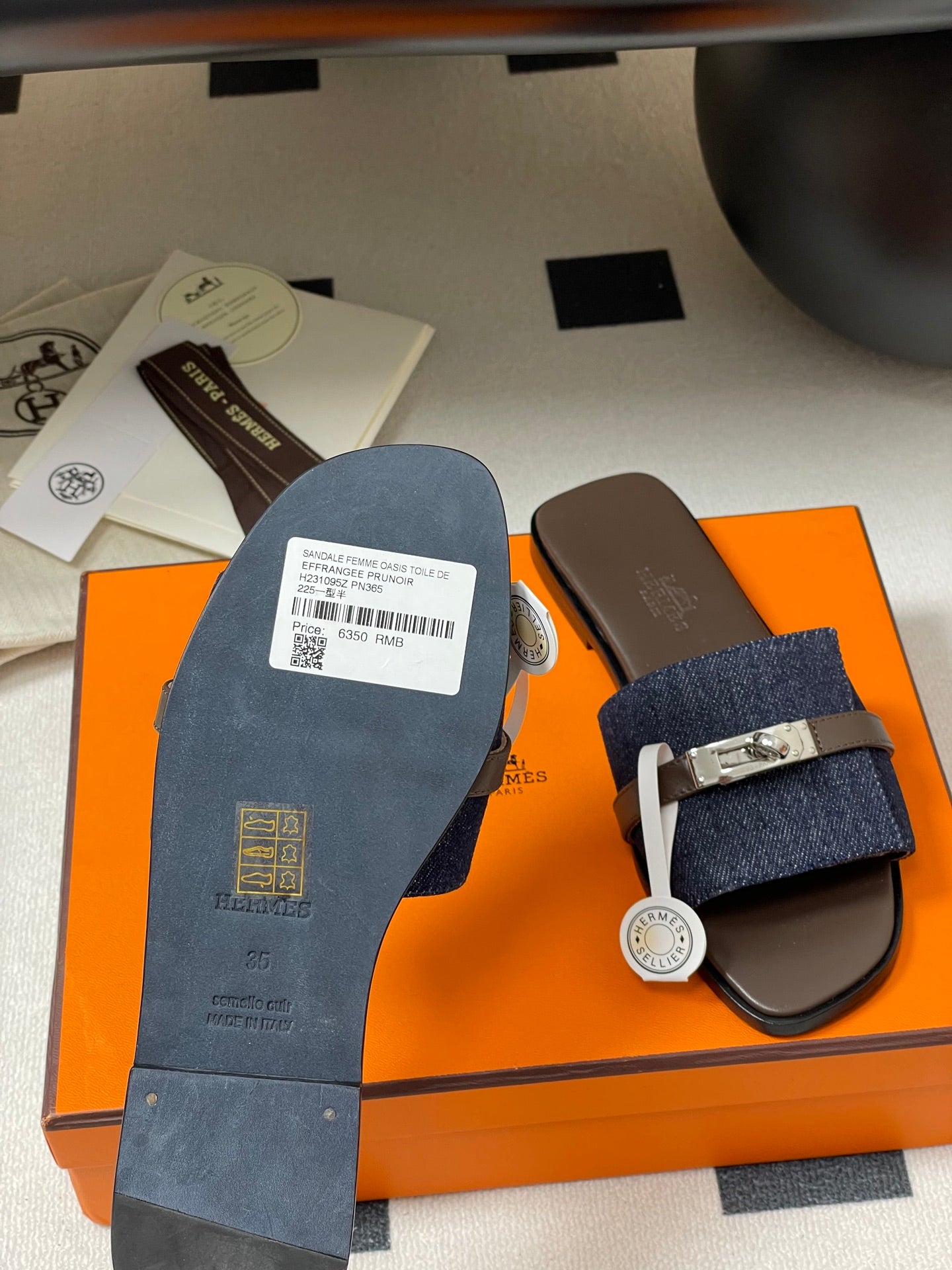 HM Giulia Sandals Blue Denim Calfskin 314022