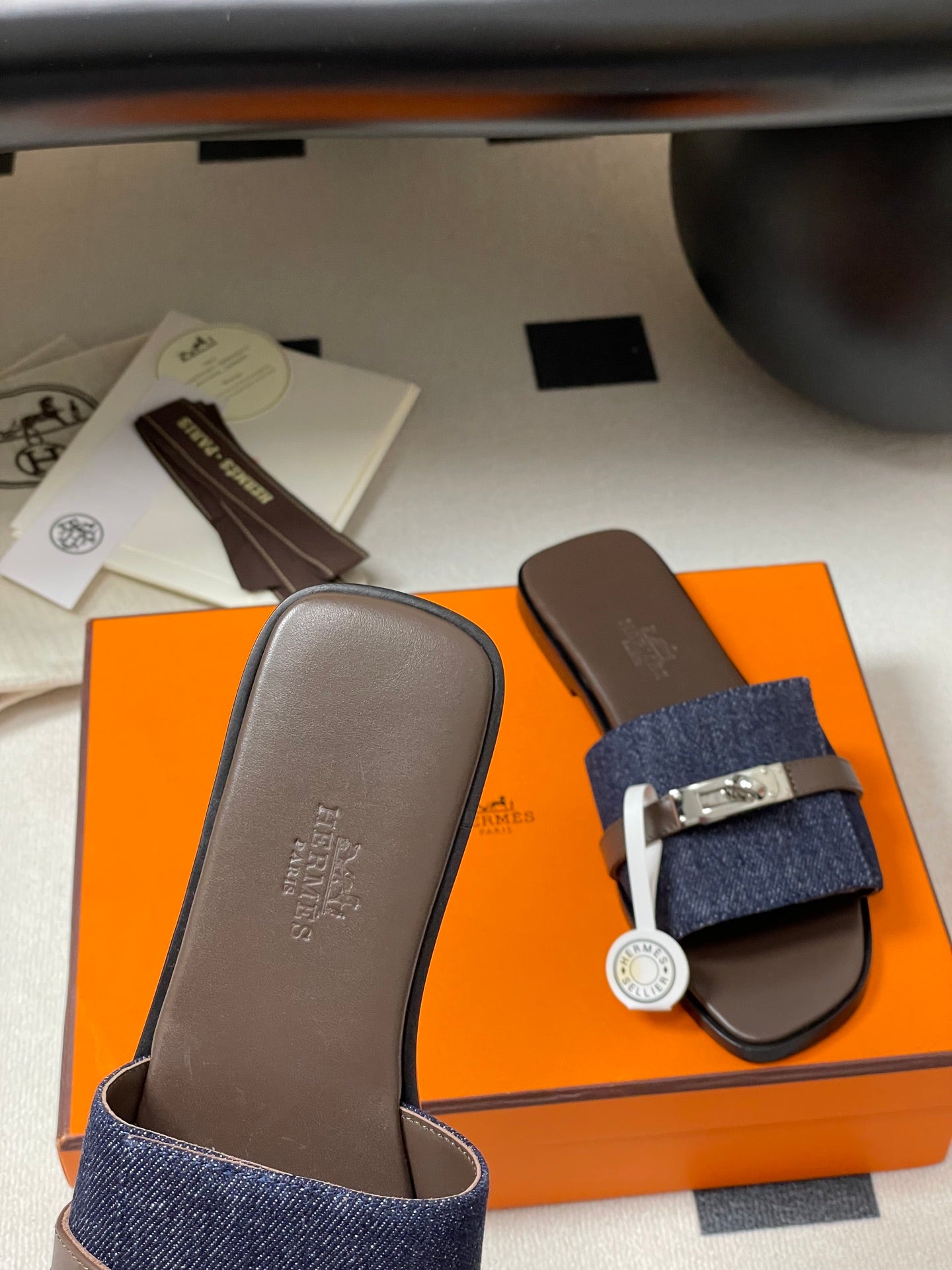 HM Giulia Sandals Blue Denim Calfskin 314022