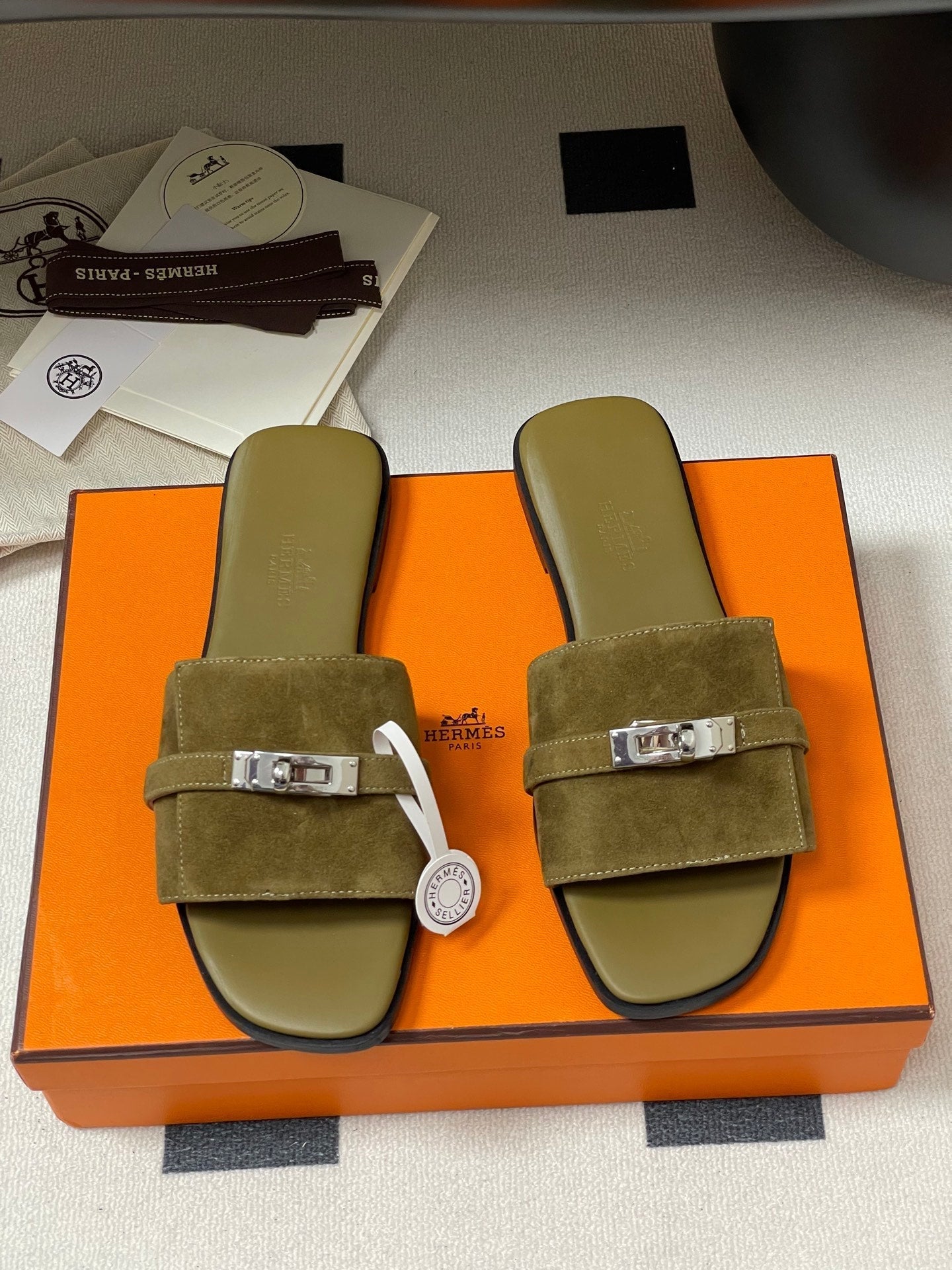 HM Giulia Sandals Moss Brown Calfskin 314024