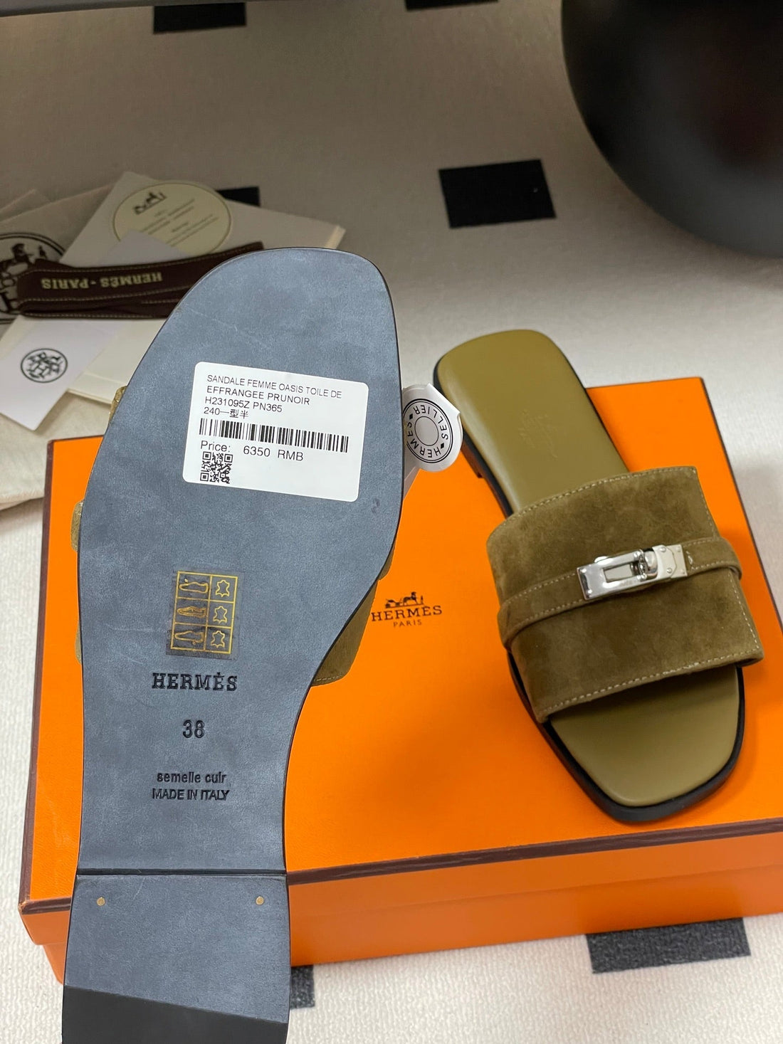 HM Giulia Sandals Moss Brown Calfskin 314024