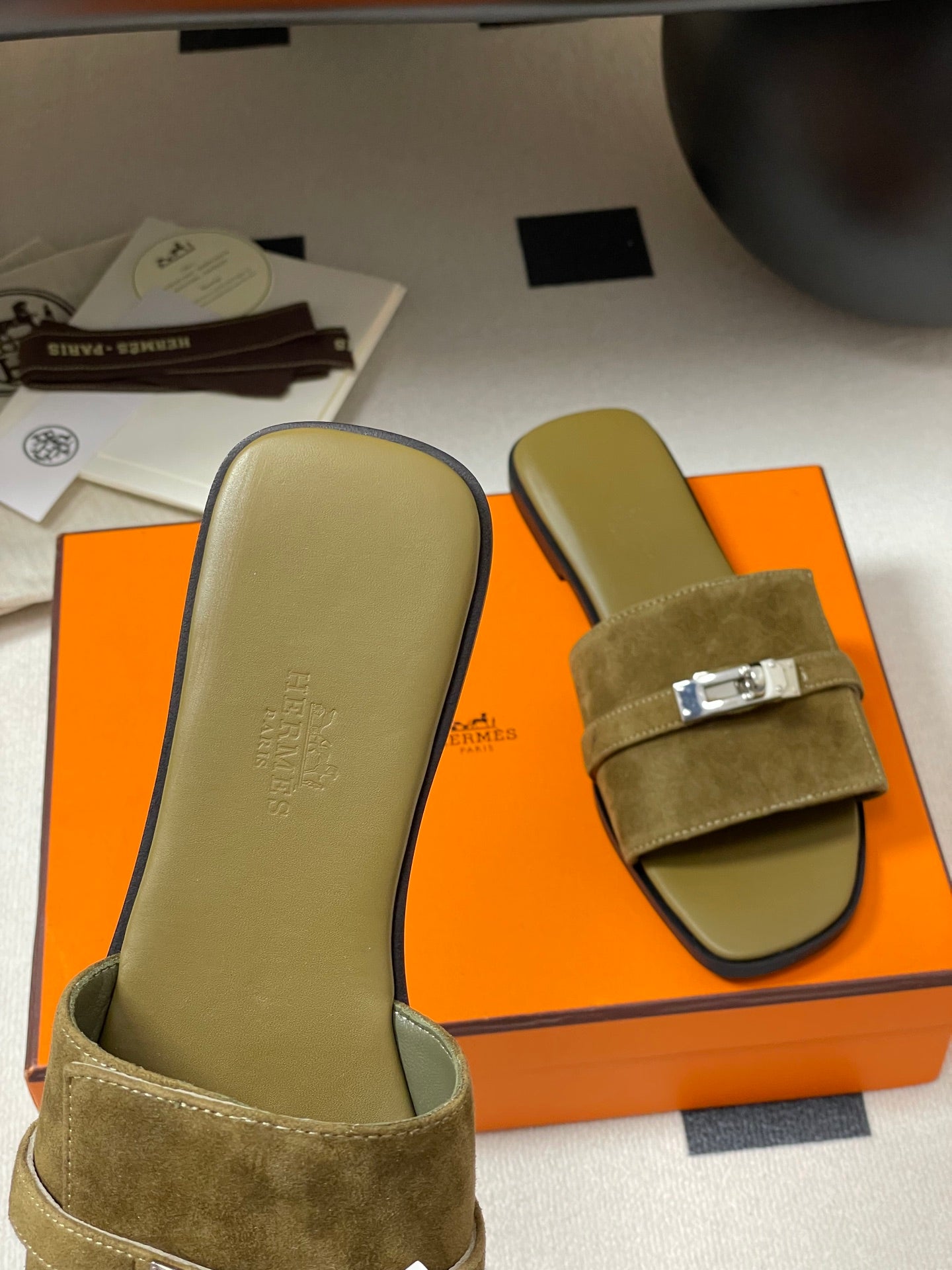 HM Giulia Sandals Moss Brown Calfskin 314024