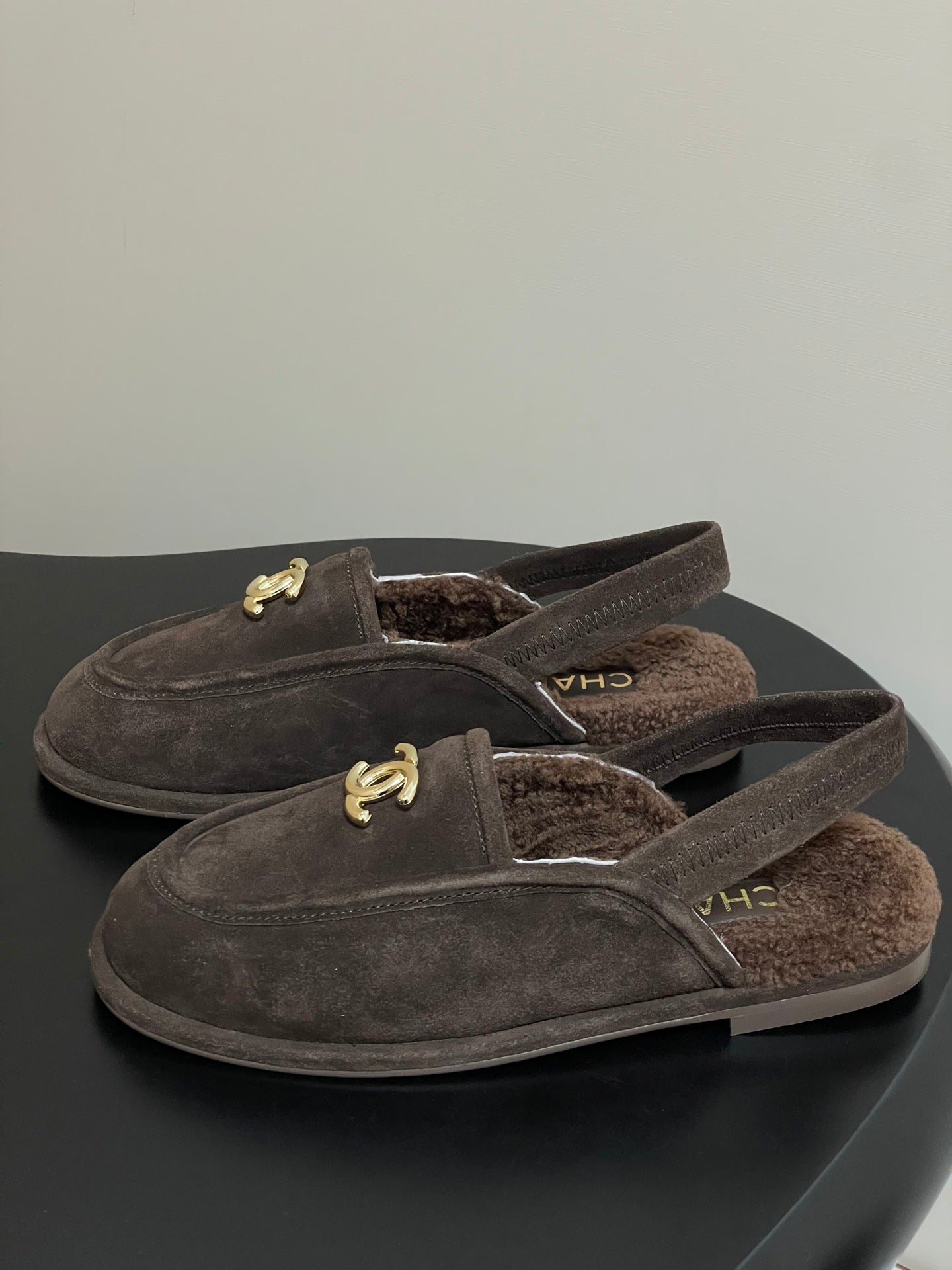 CC 25A Slingback Loafer Chocolate Sherpa Suede